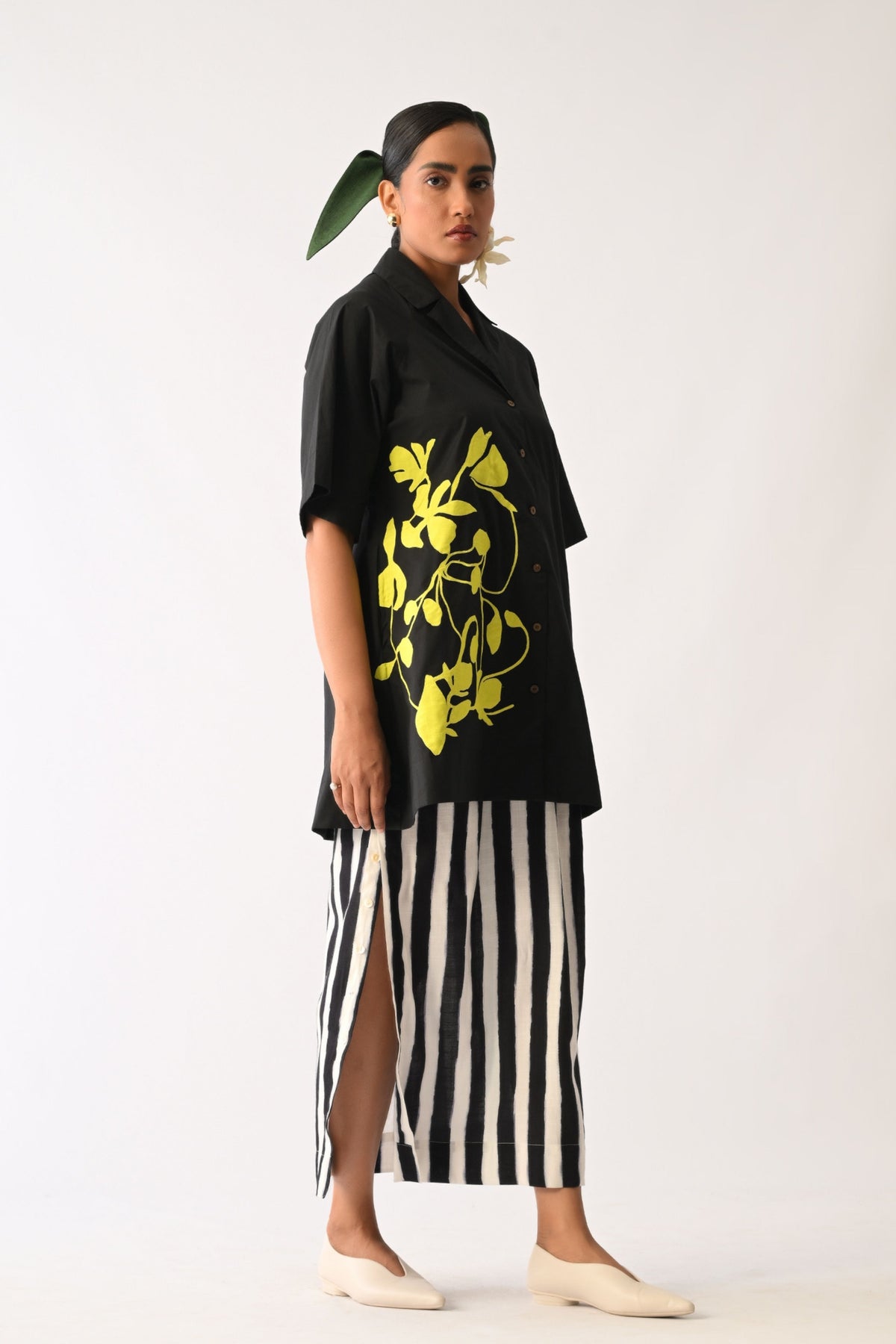 Mono Black Applique Shirt Set