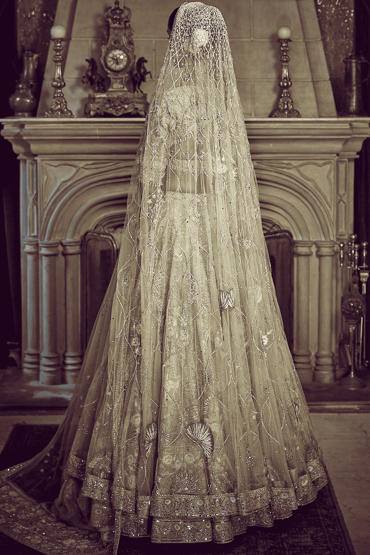 Autumn Antelope Aged Gold Lehenga Set