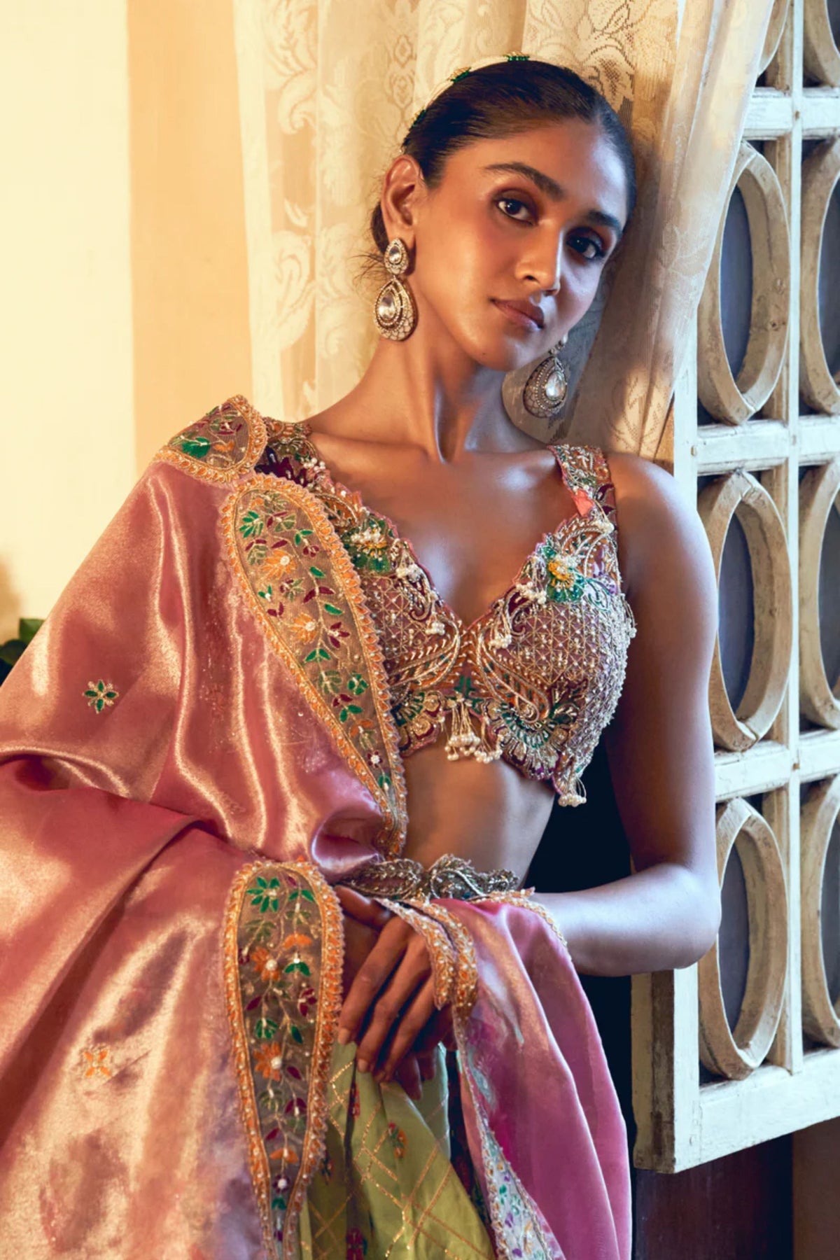 Light Green Embroidery Lehenga Set