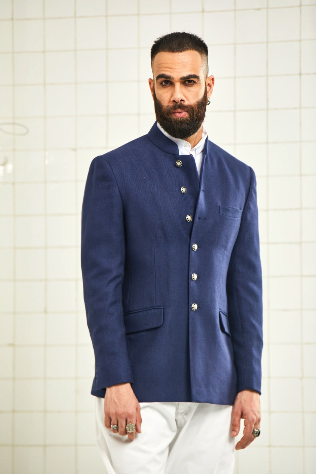 Lohawat Textured Wool Bandhgala