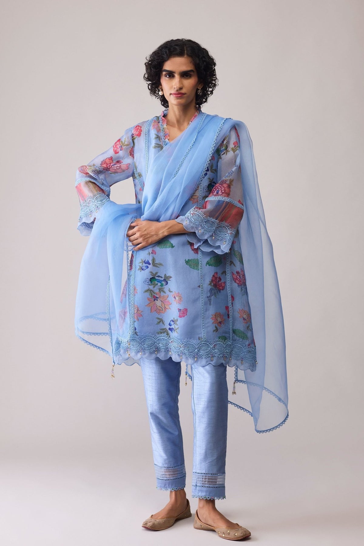 Farida Blue Print Kurta Set