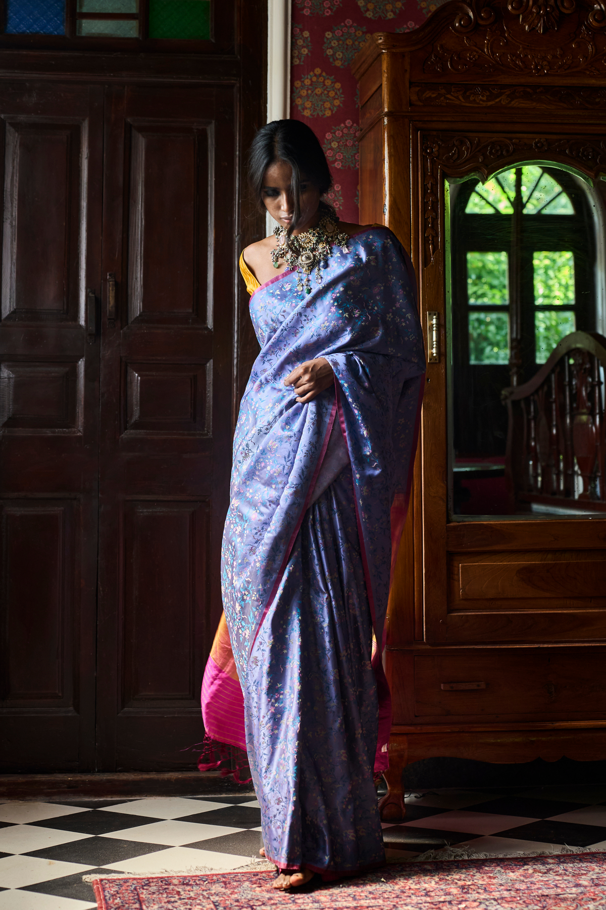 Pushpavali Neel Tanchoi Benarasi Handloom Saree