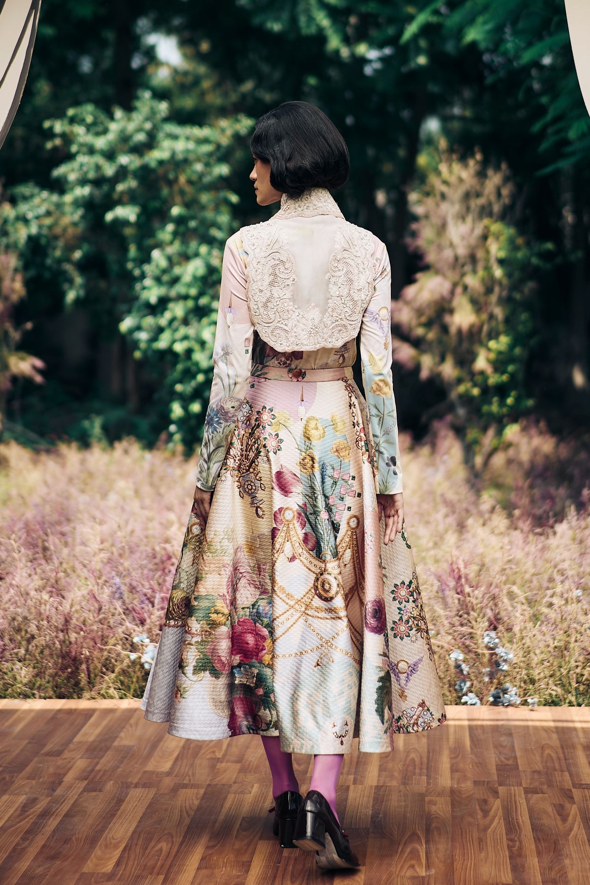 Trove Tuxedo Yoke and Flared Skirt Set