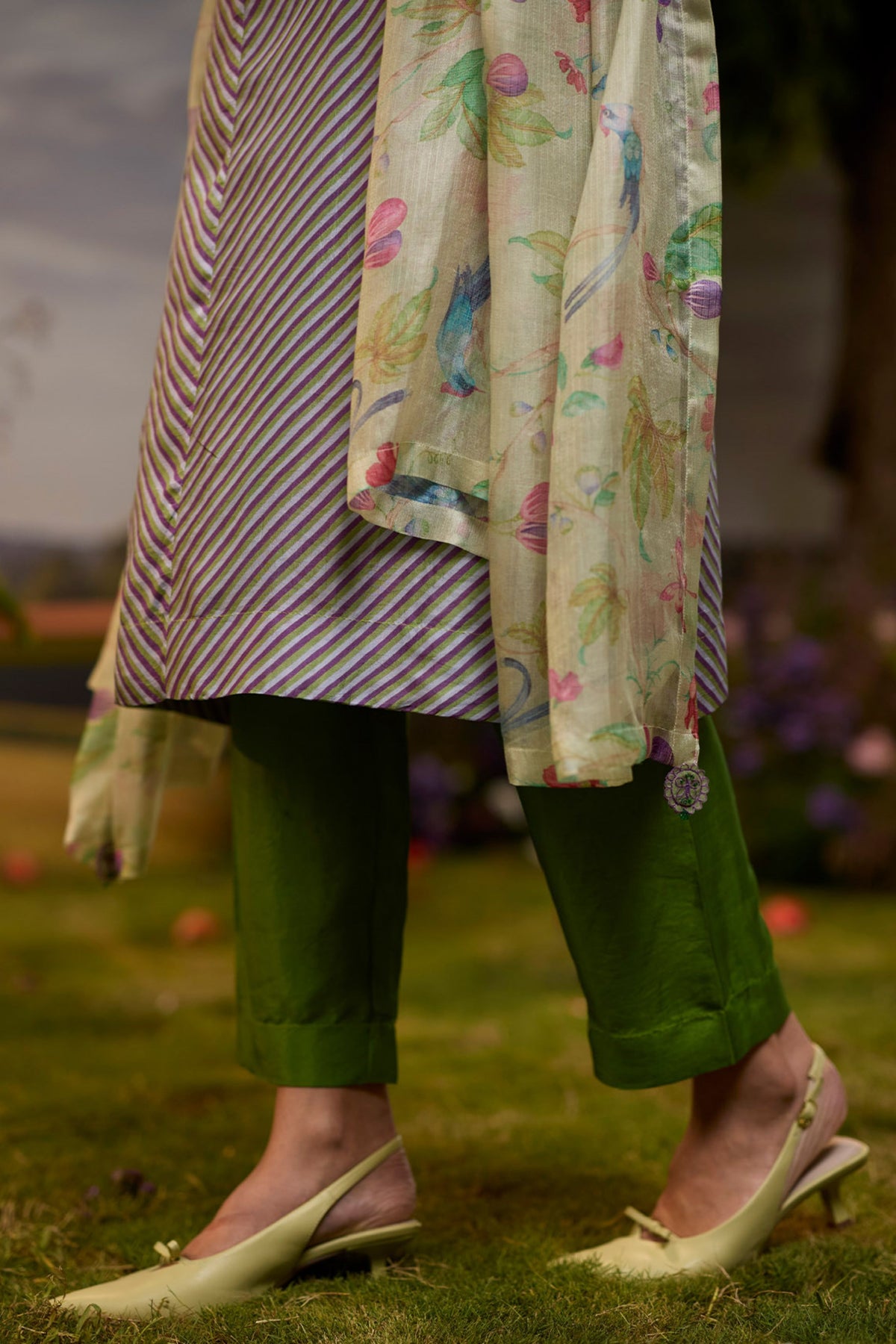 Dappled Violet Striped Kurta Set