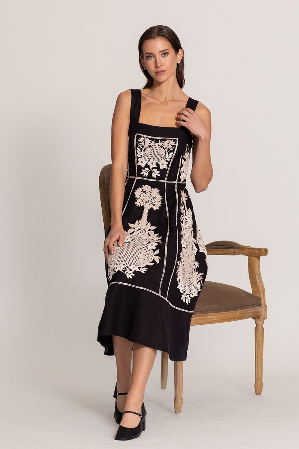 Amara Embroidered Midi Dress