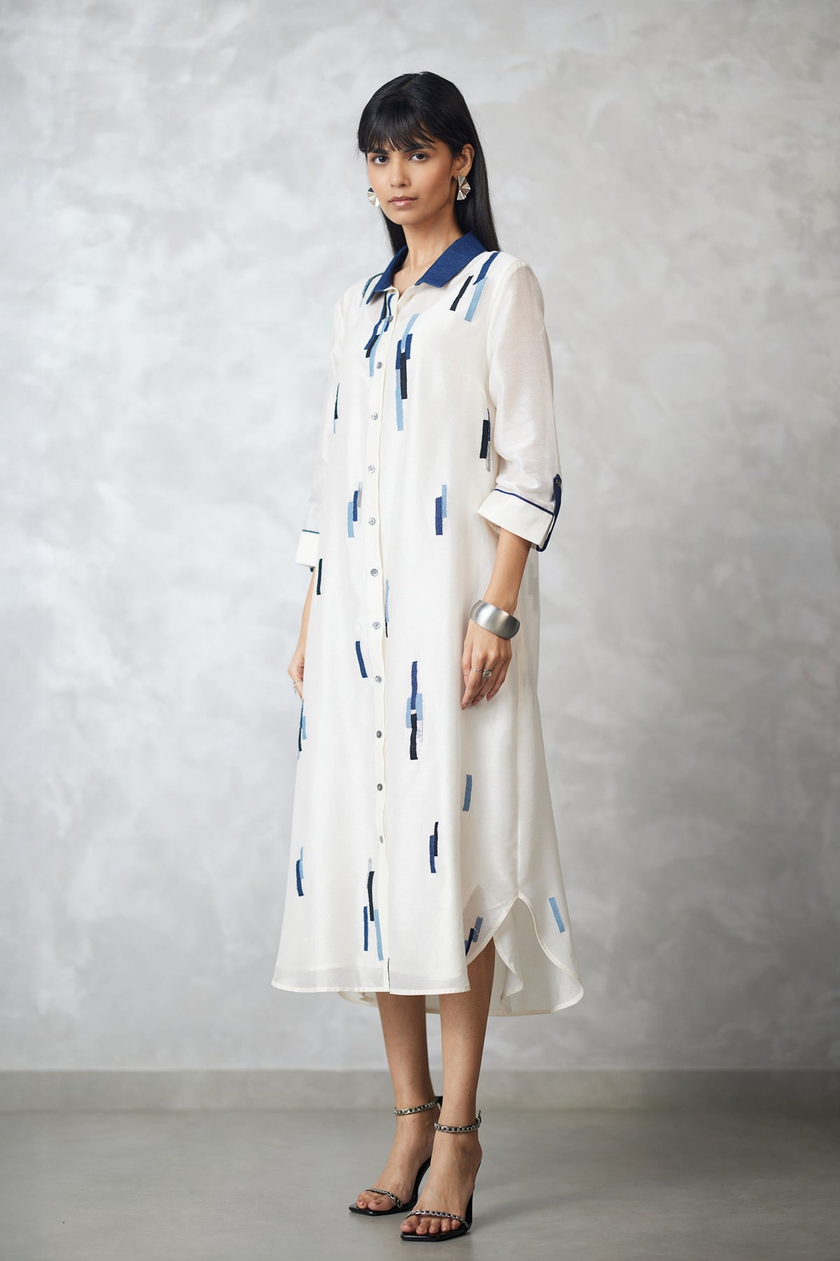 Ivory Shirt Dress With Slip