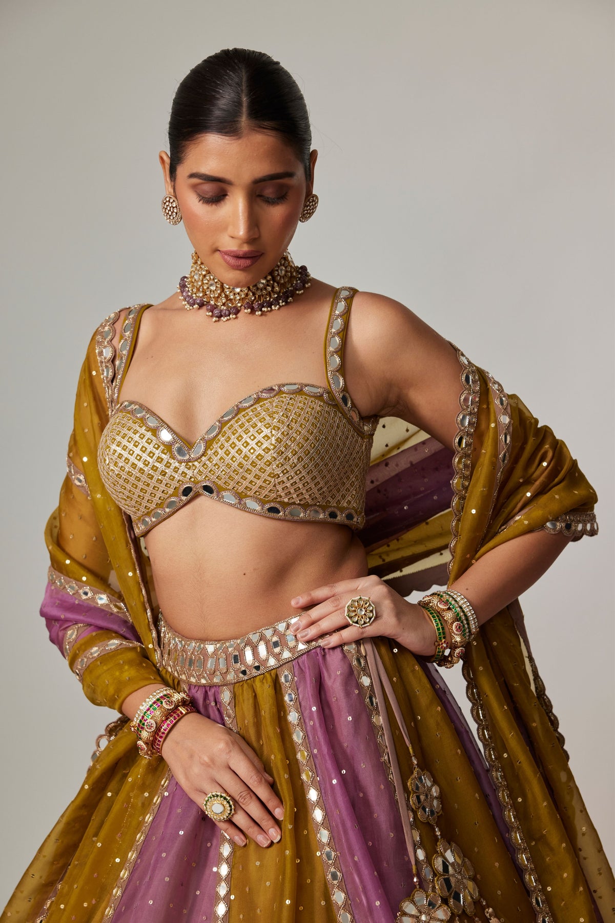 Green Multicolor Lehenga Set