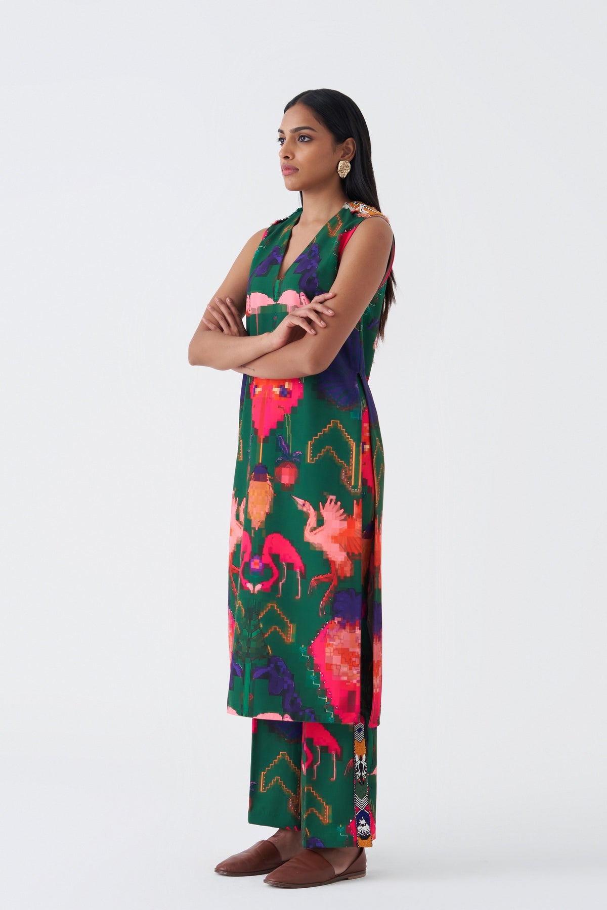 Crepe Oaxaca Verde Kurta Pant Set