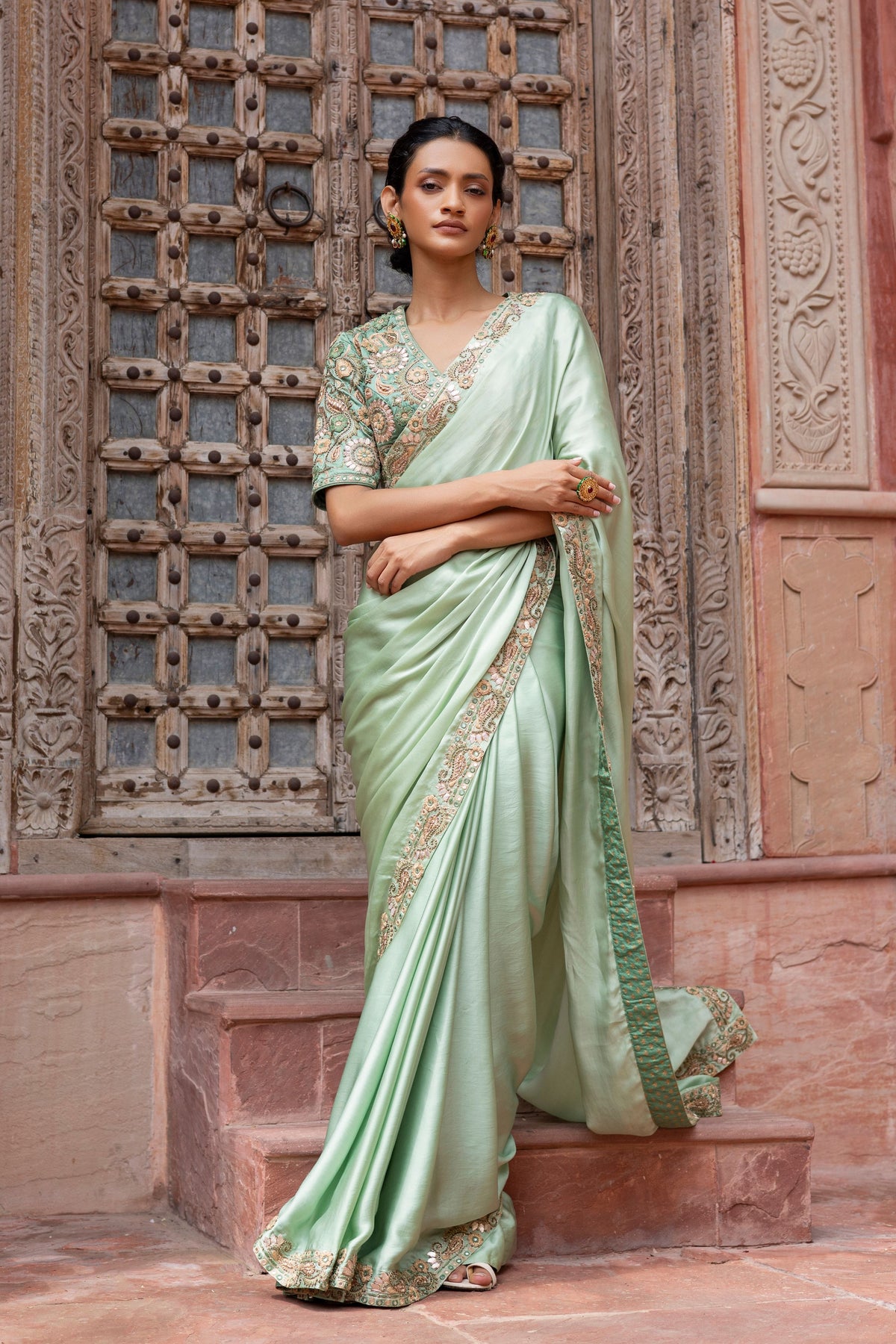 Mint Green Saree Set