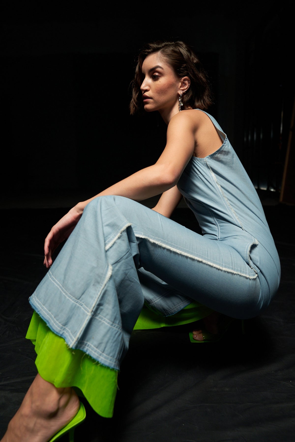 Denim Fitted Jumpsuit