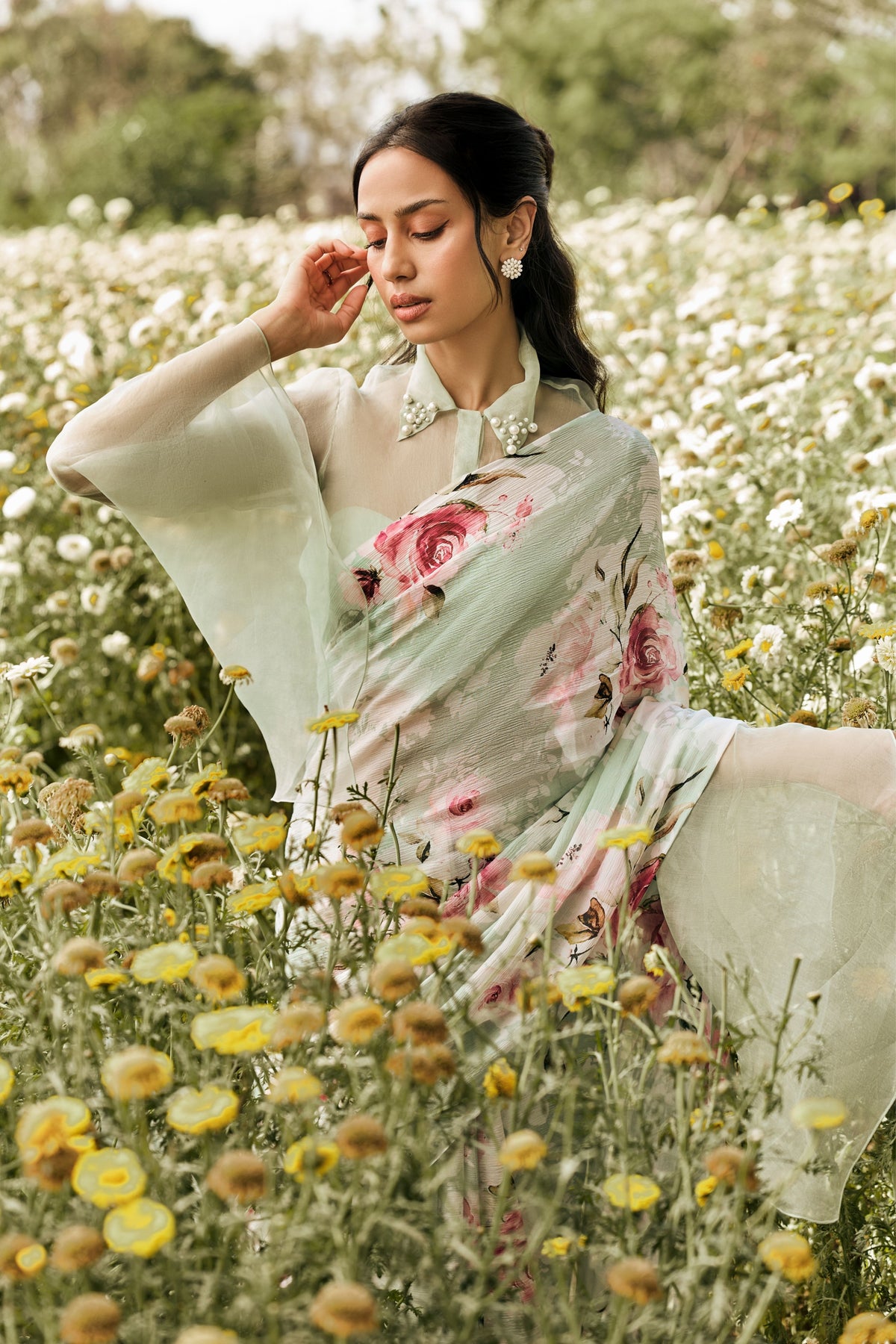 Veronica Mist Green Chiffon Saree