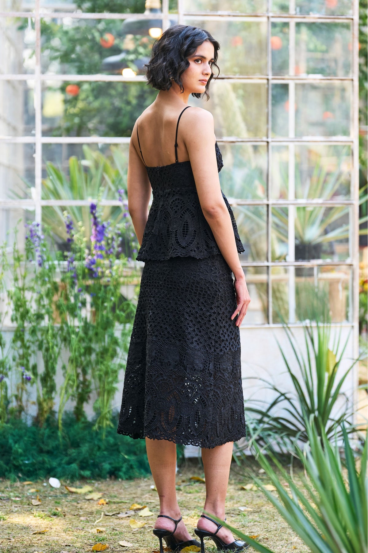 Metallic Lace Skirt Set