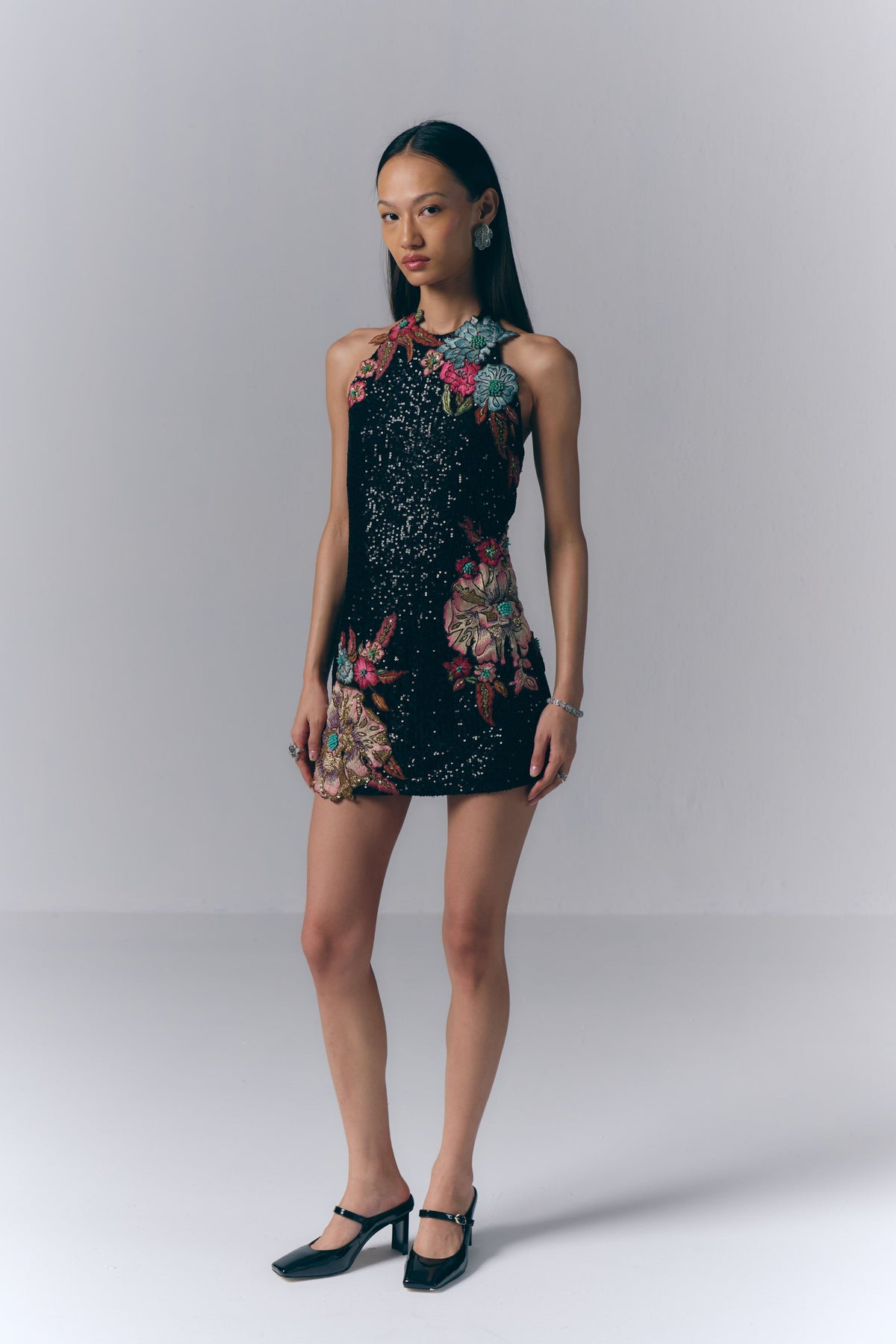 Sequin Embroidered Short Dress