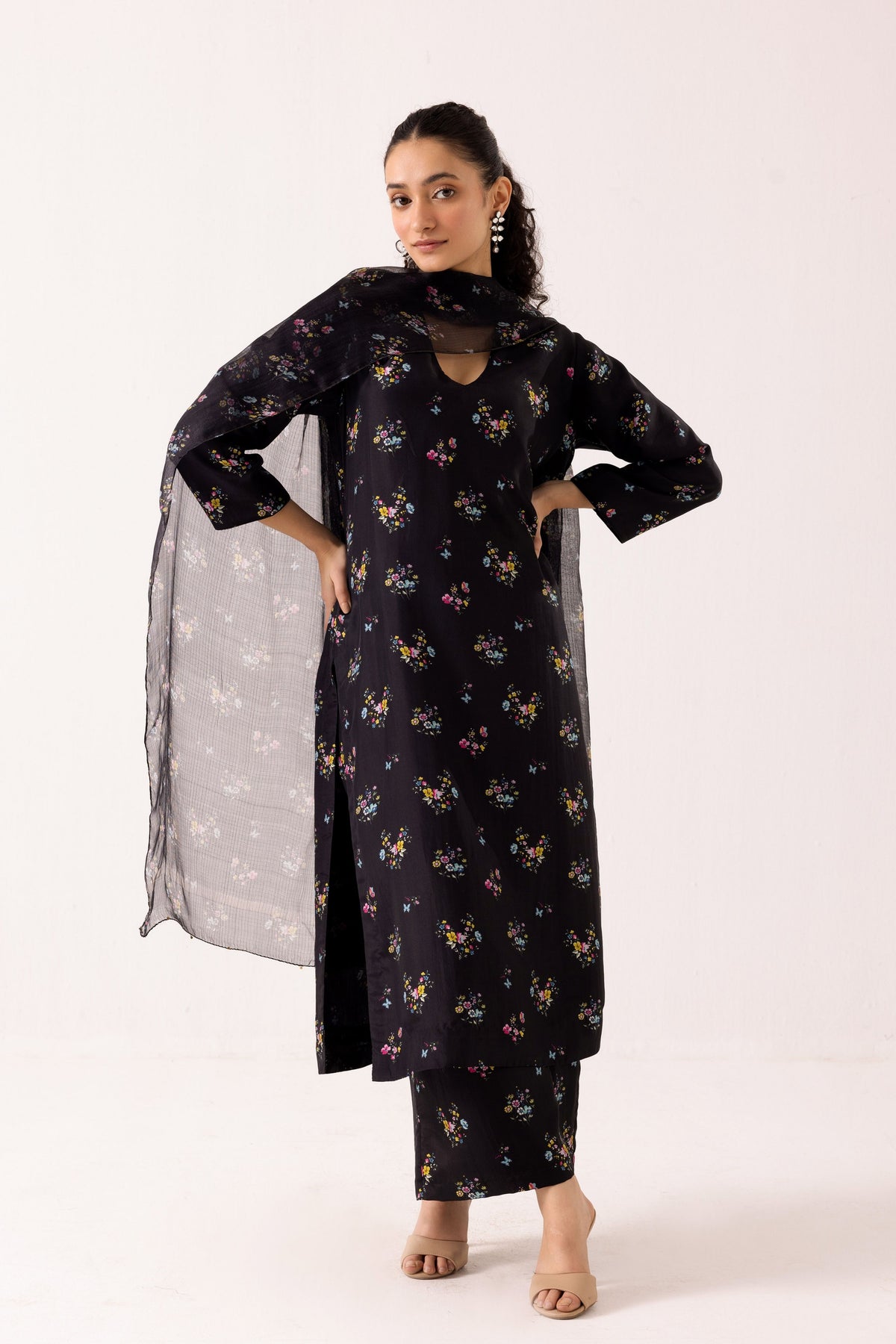 Poppy Black Kurta Set