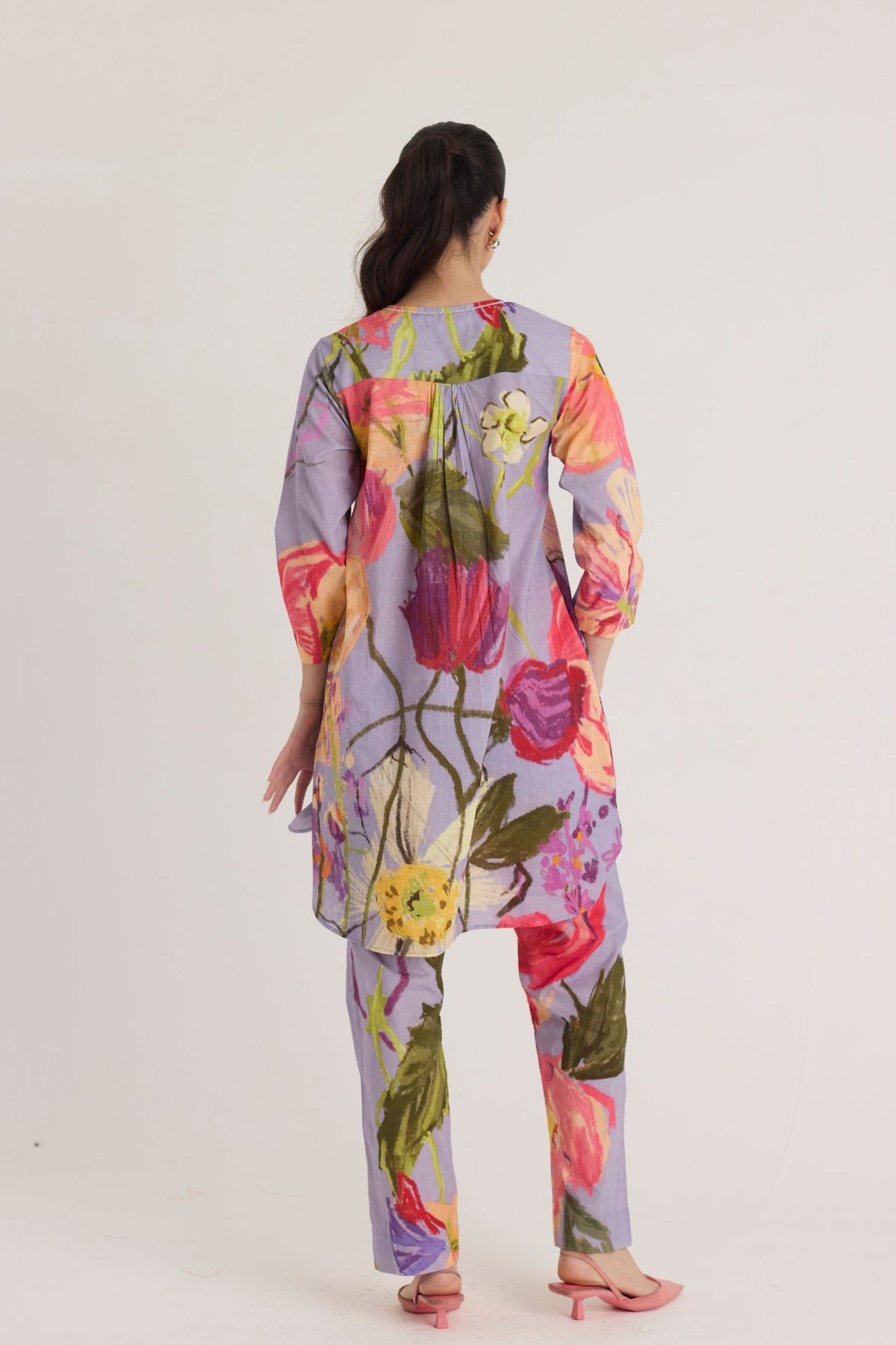 Dolly Purple Short Cotton Kurta Set