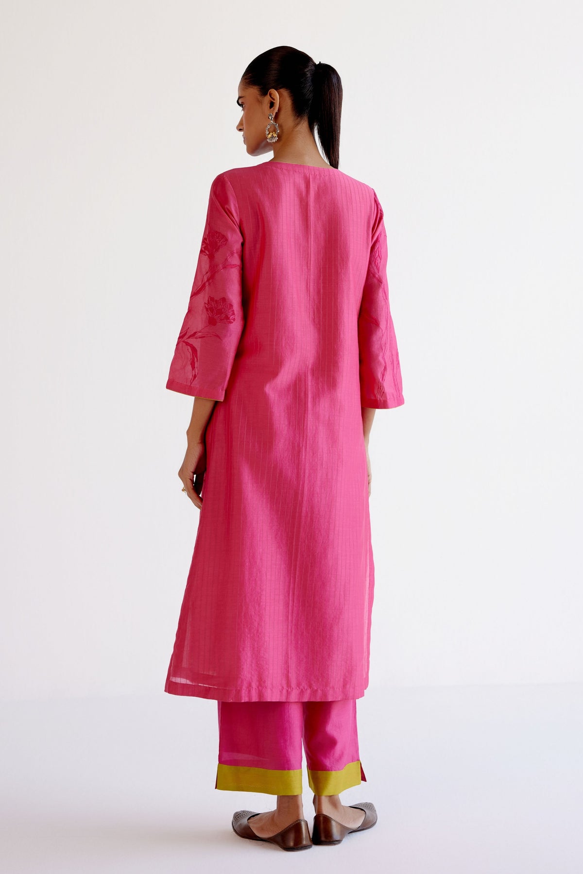 Fuchsia Pink Embroidery Kurta Set