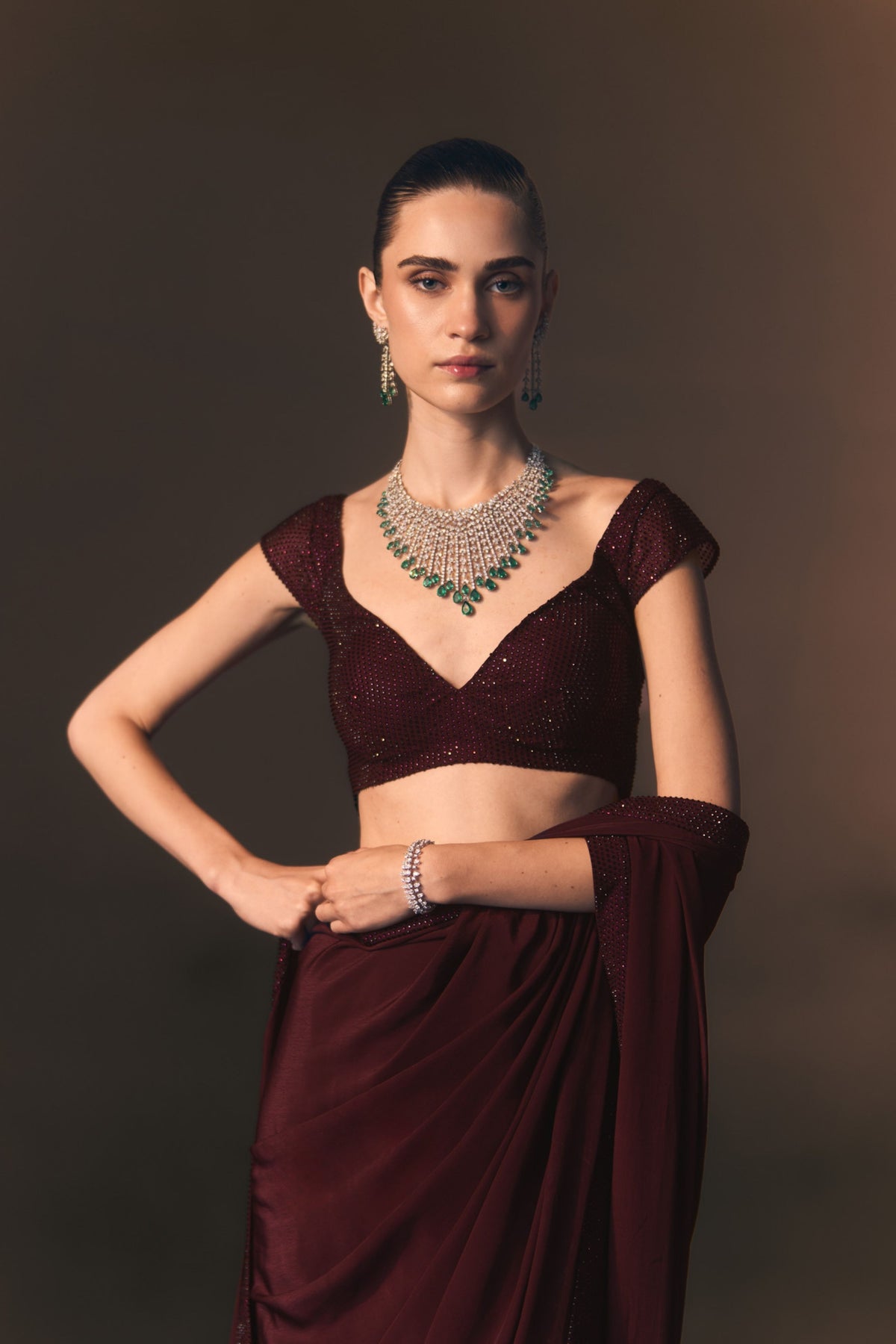 Garnet Saree Set