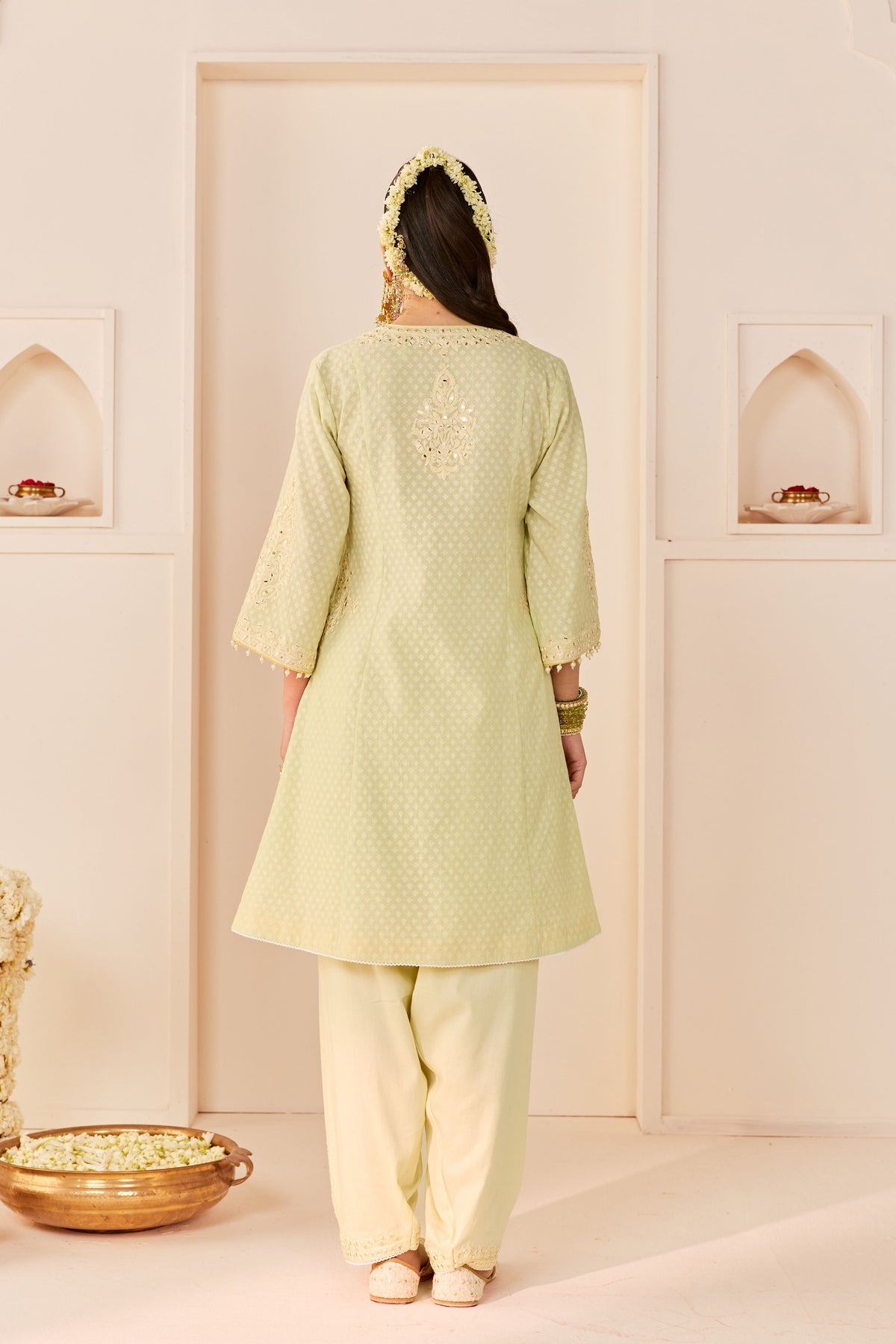 Reem Mint Green Short Choga Set