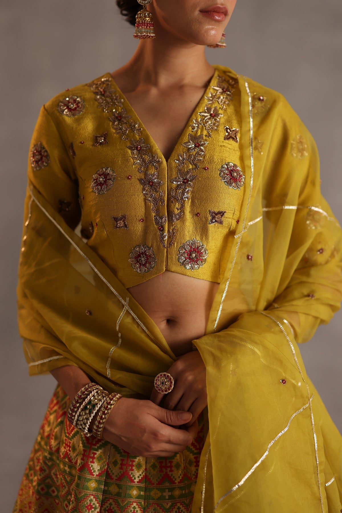 Saras Mustard Lehenga