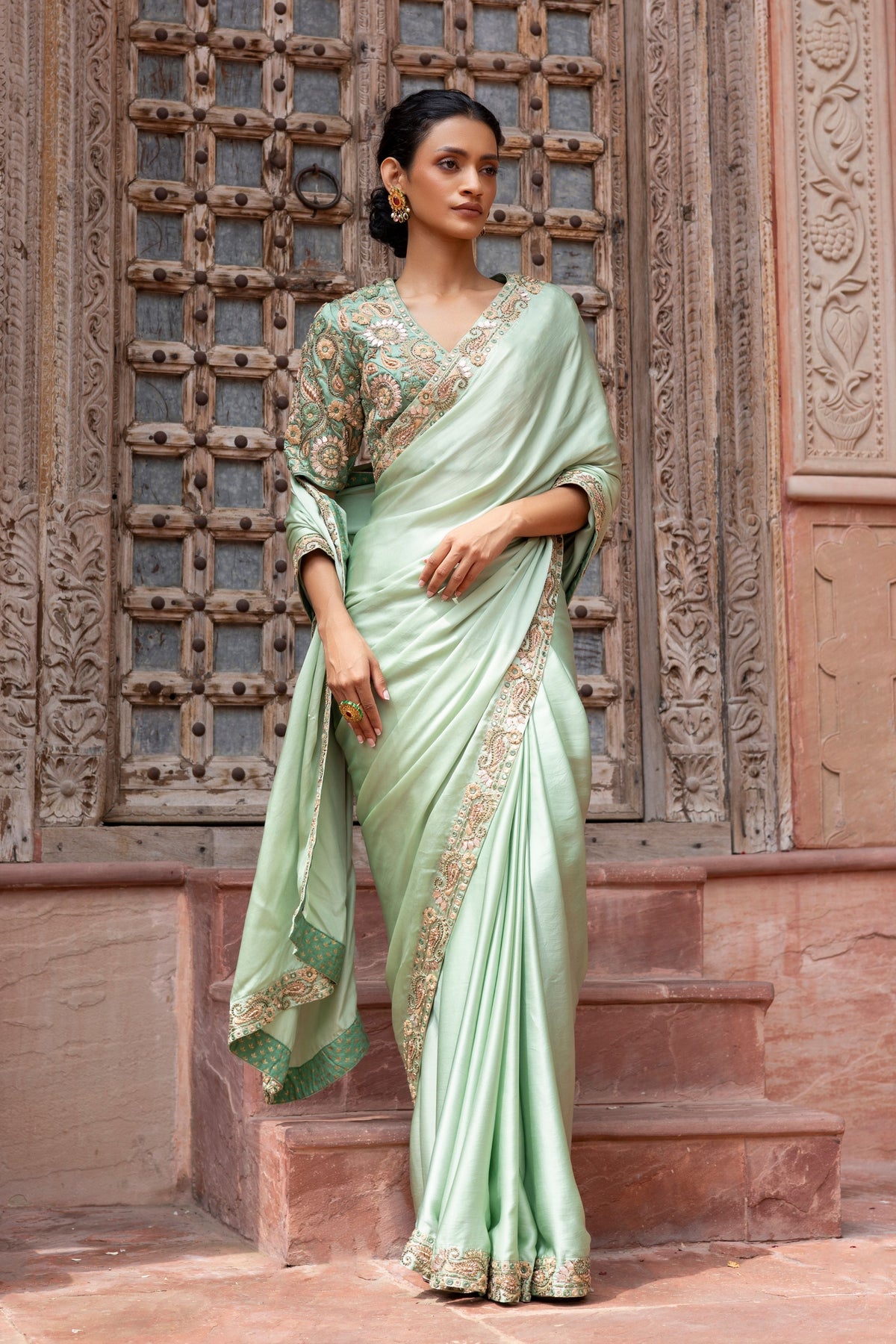Mint Green Saree Set