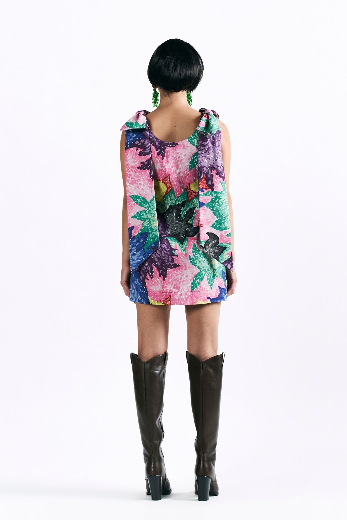 Mosaic Peonies Mini Dress