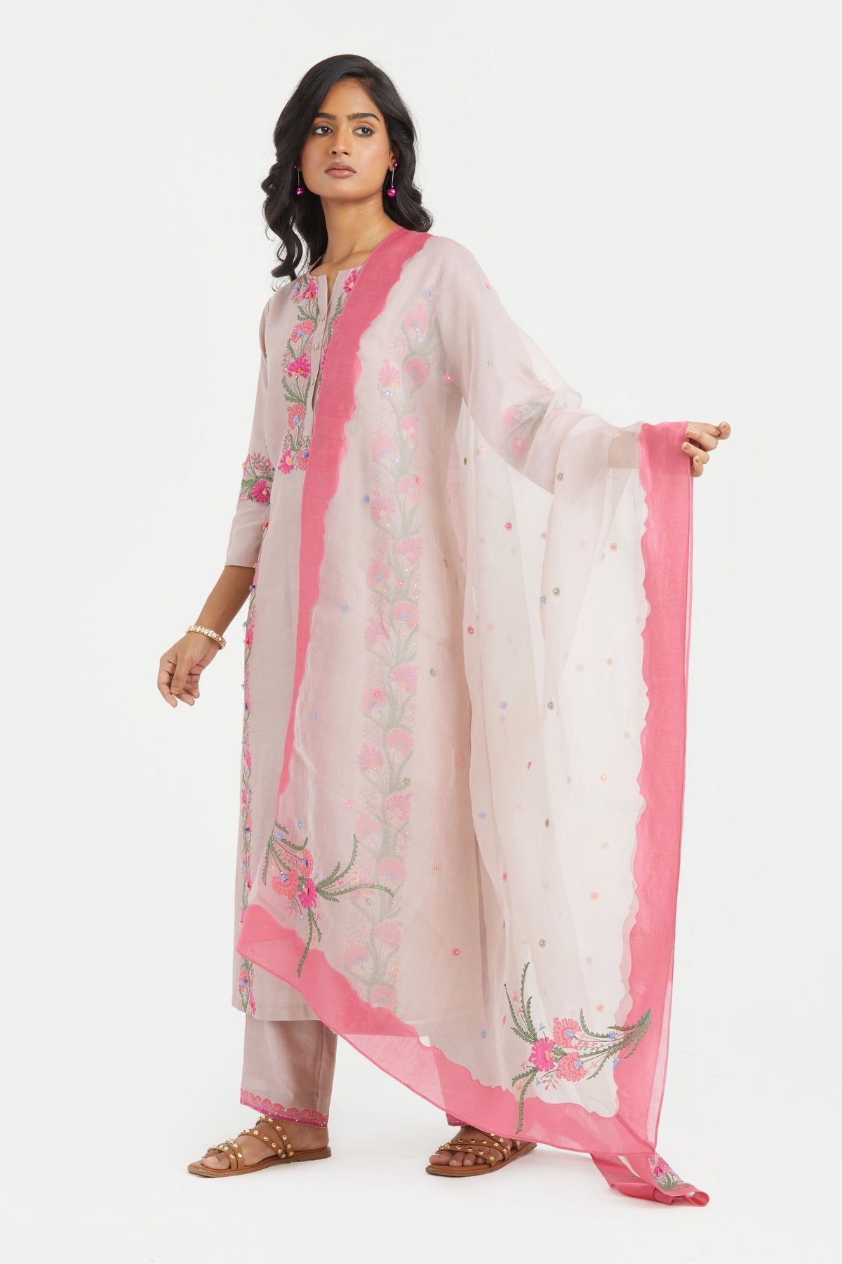 Lilac Chanderi Kurta Set