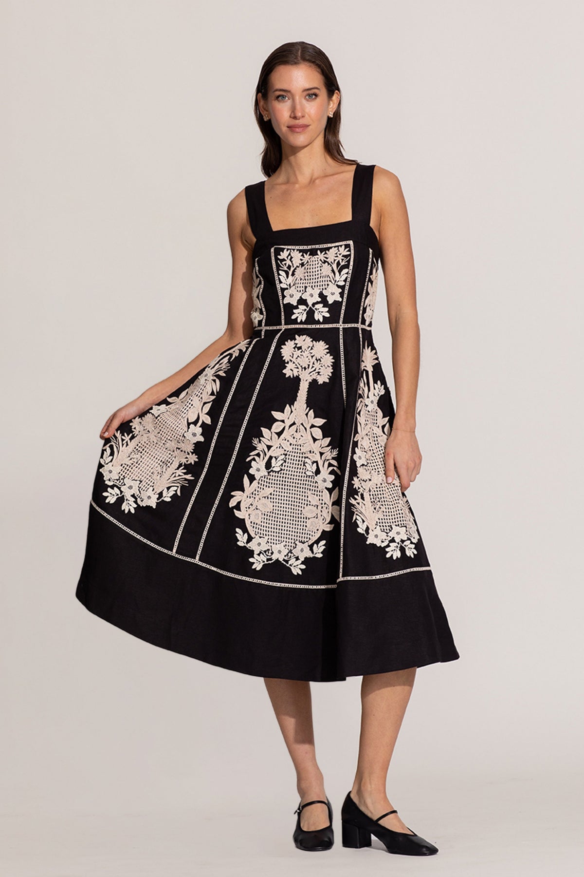 Amara Embroidered Midi Dress
