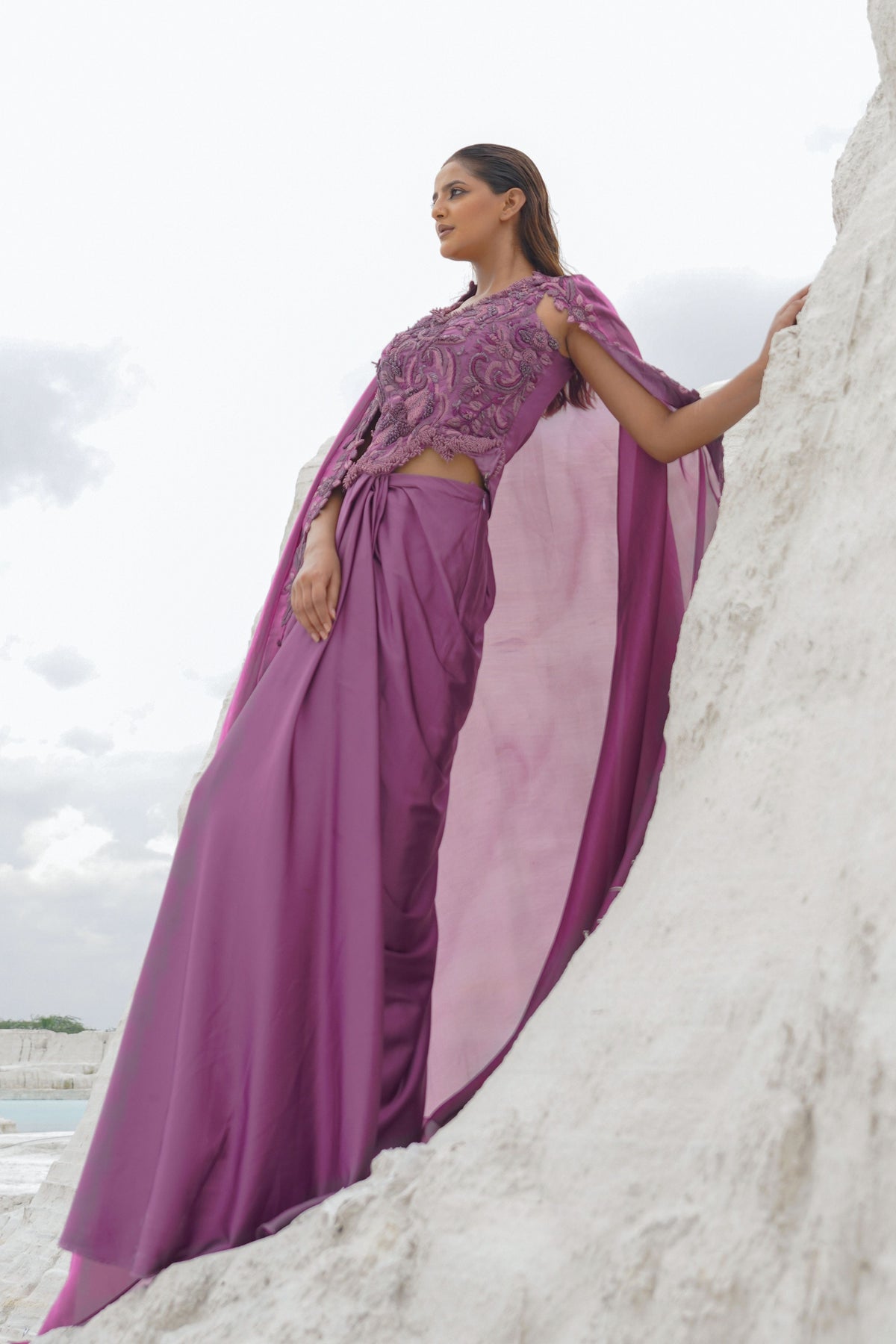 Pink Draped Skirt Set
