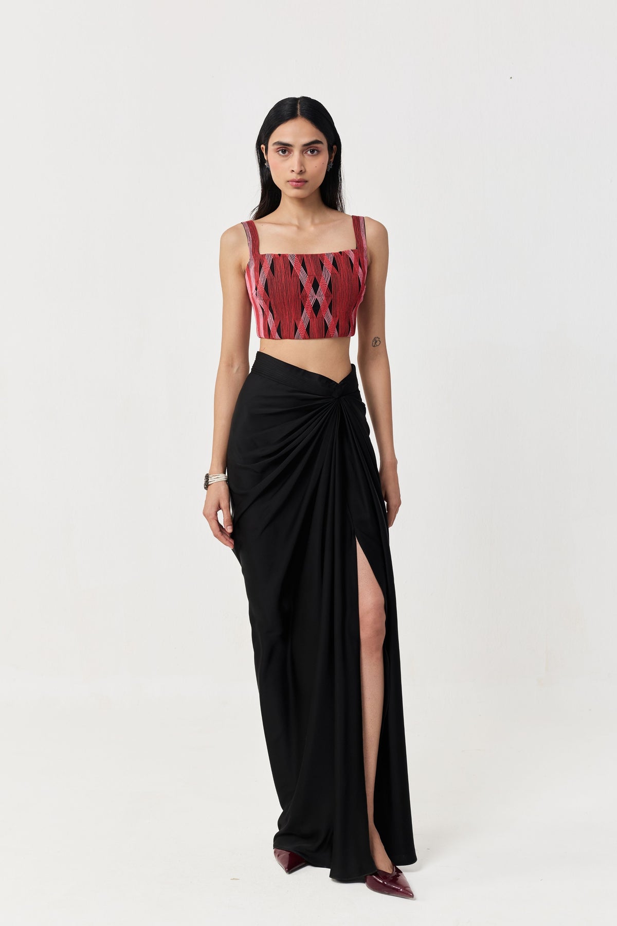Entwined Black Red Corded Bustier