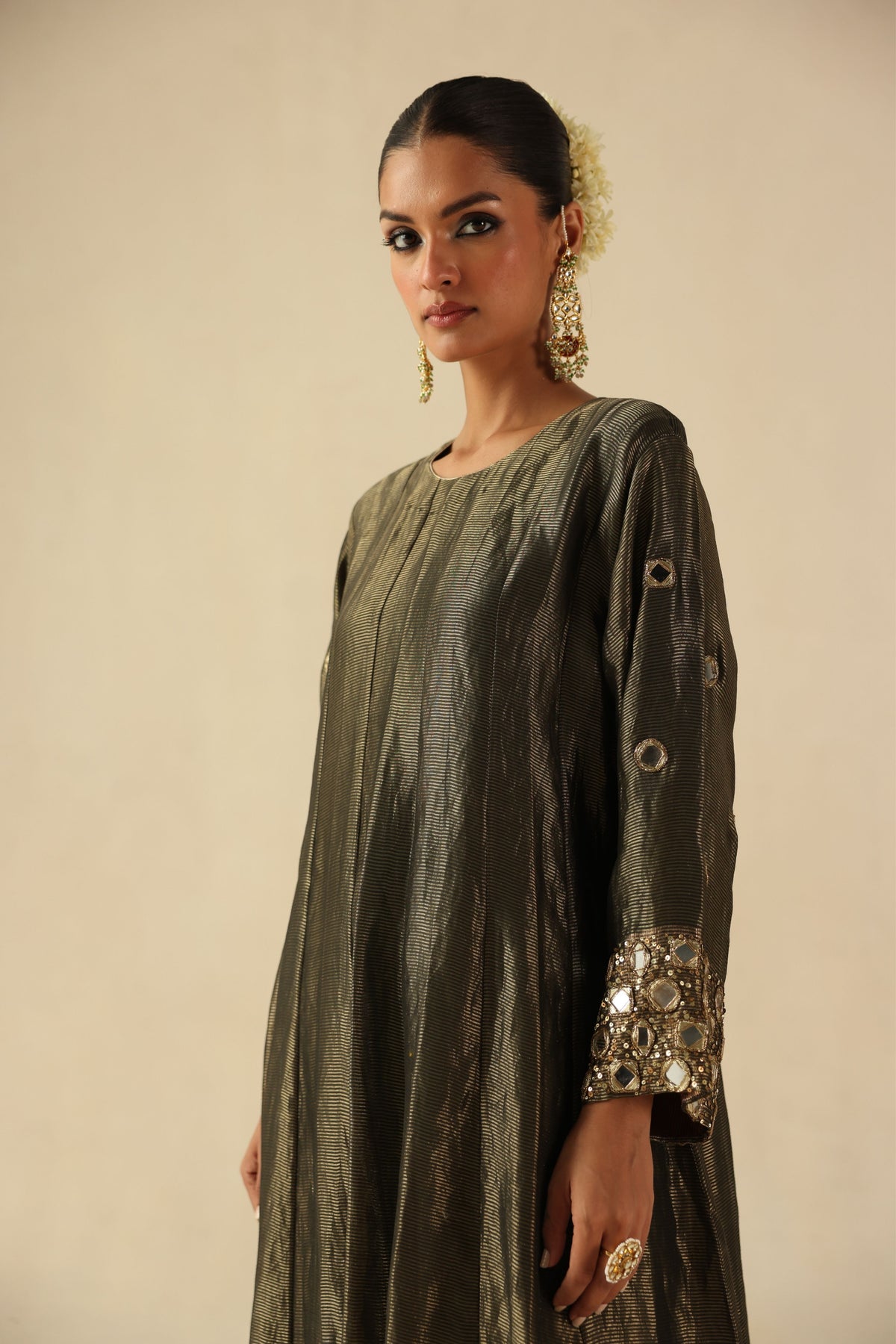Olive Green Afsana Kalidar