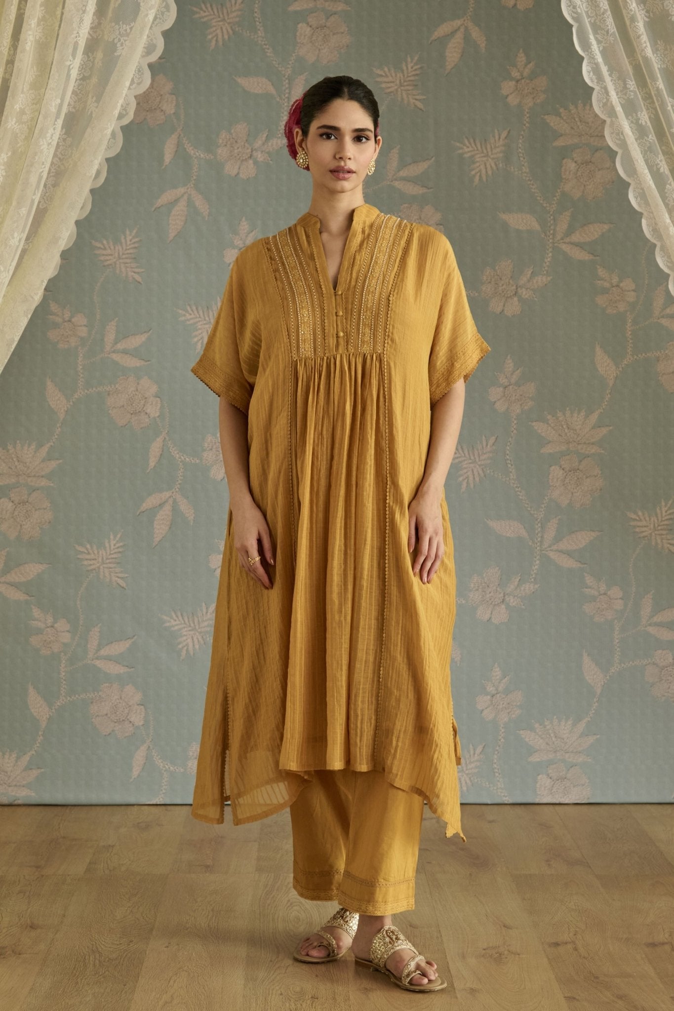 Yellow Ayat Kaftan Set - Kritika Dawar - Elahe