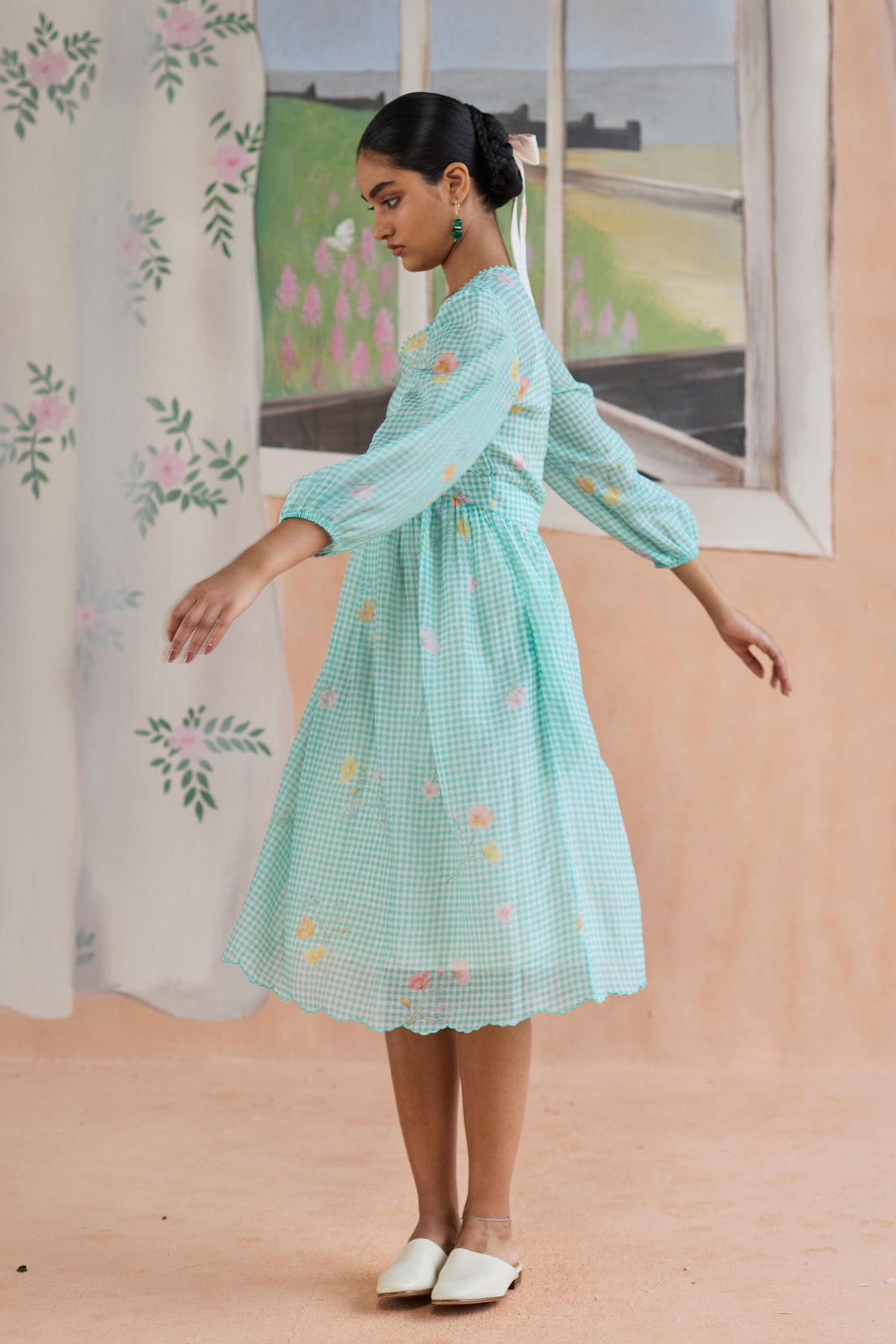 Gentle Pause Midi Dress Chanderi