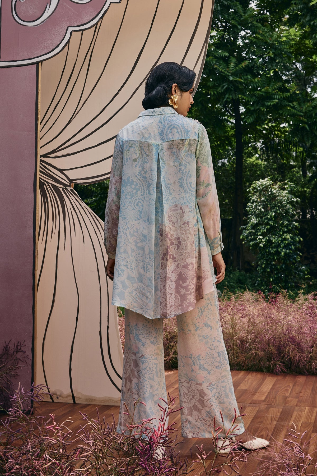 Maxim Embellished High-low Shirt and Straight Pants