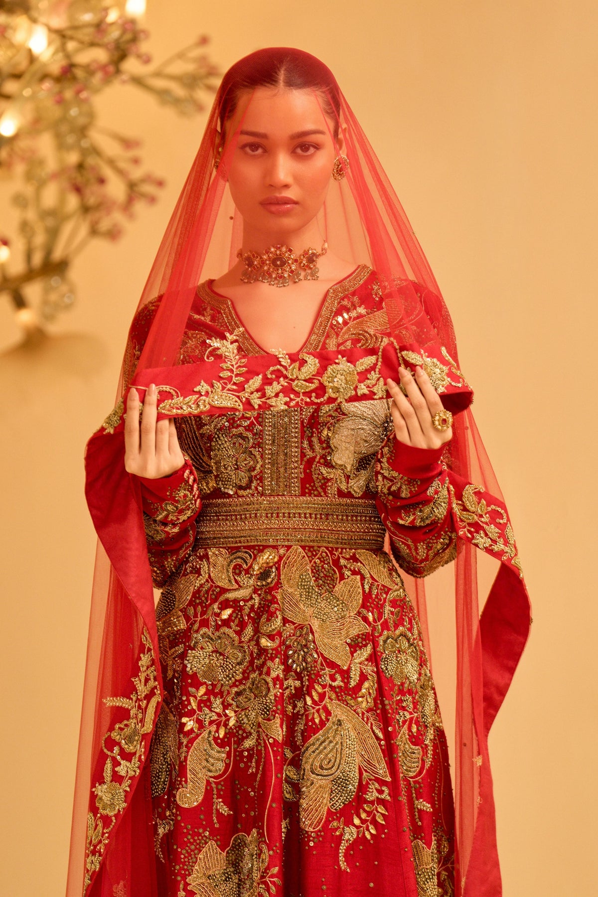 Zardozi Red Anarkali Set