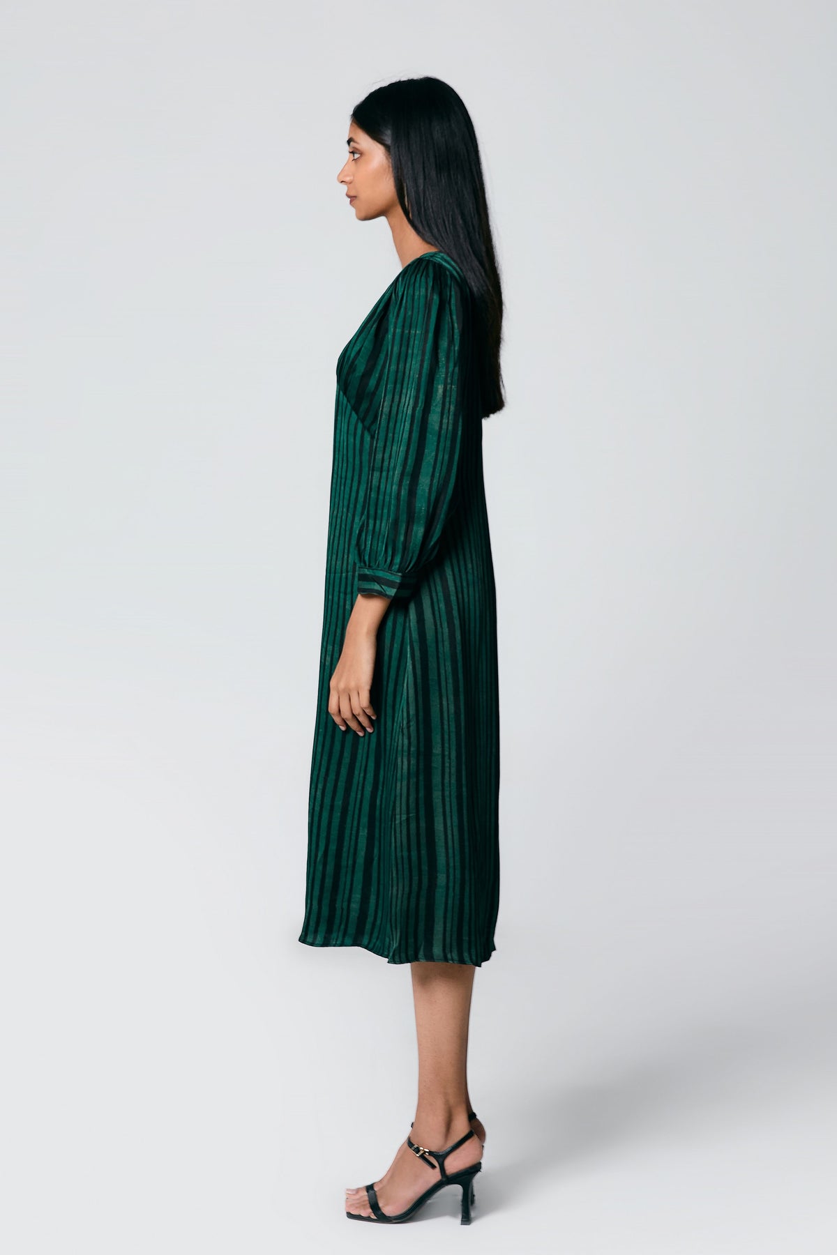 Green V Neck Dress
