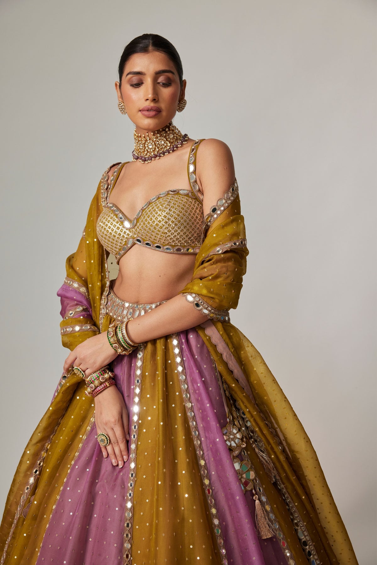 Green Multicolor Lehenga Set