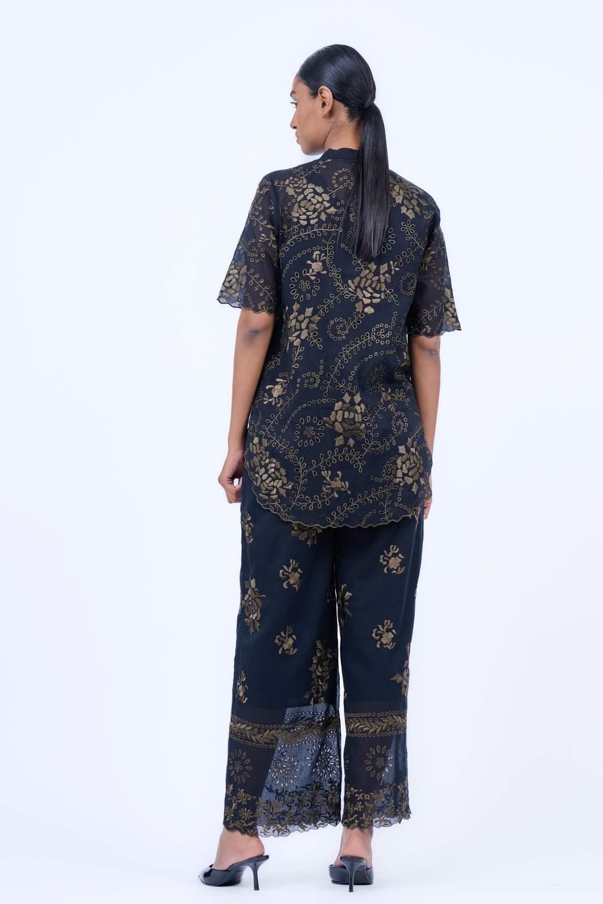 Black &amp; Khaki Threadwork Pants