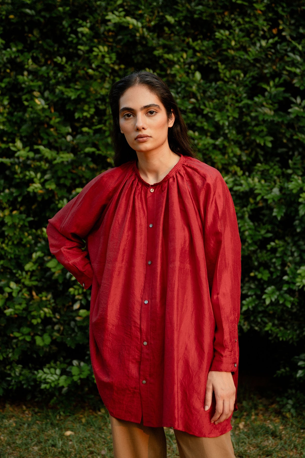 Crimson Red Carol Top