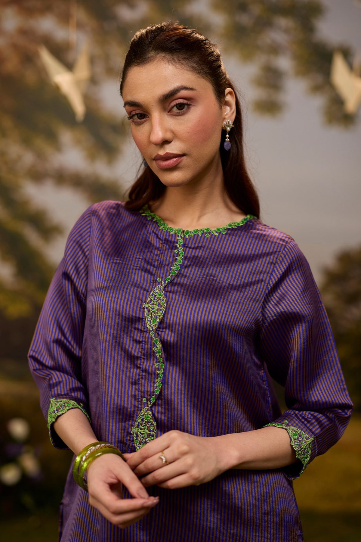 Rhythm n Rhyme Embroidered Purple Kurta Set