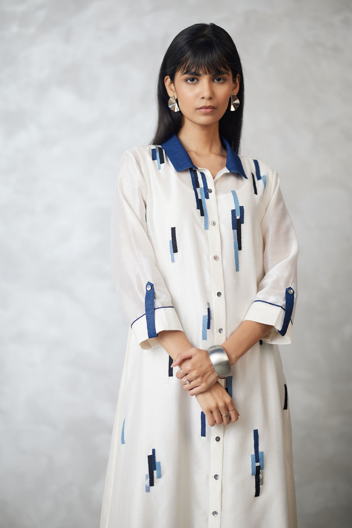 Ivory Shirt Dress With Slip