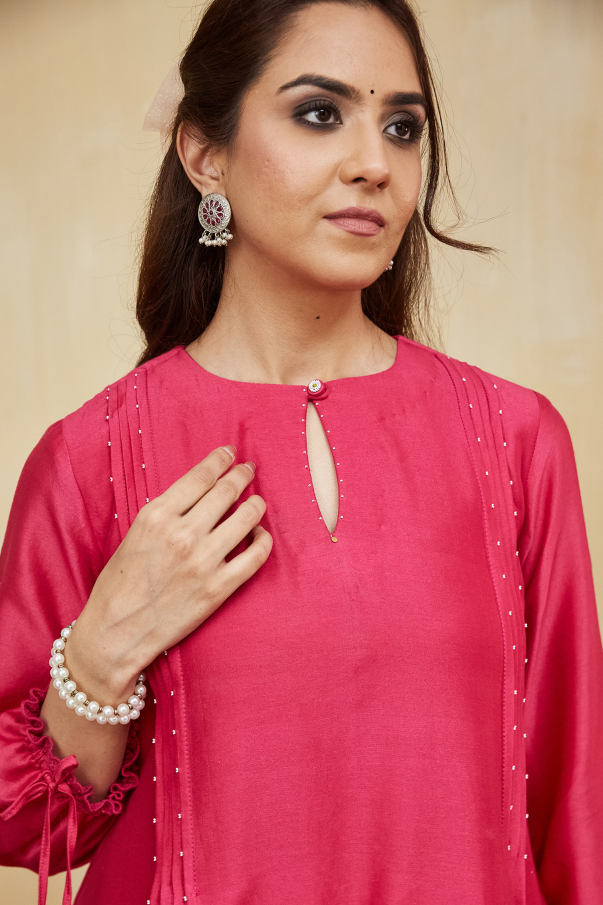 Pink Chanderi Aisha Kurta