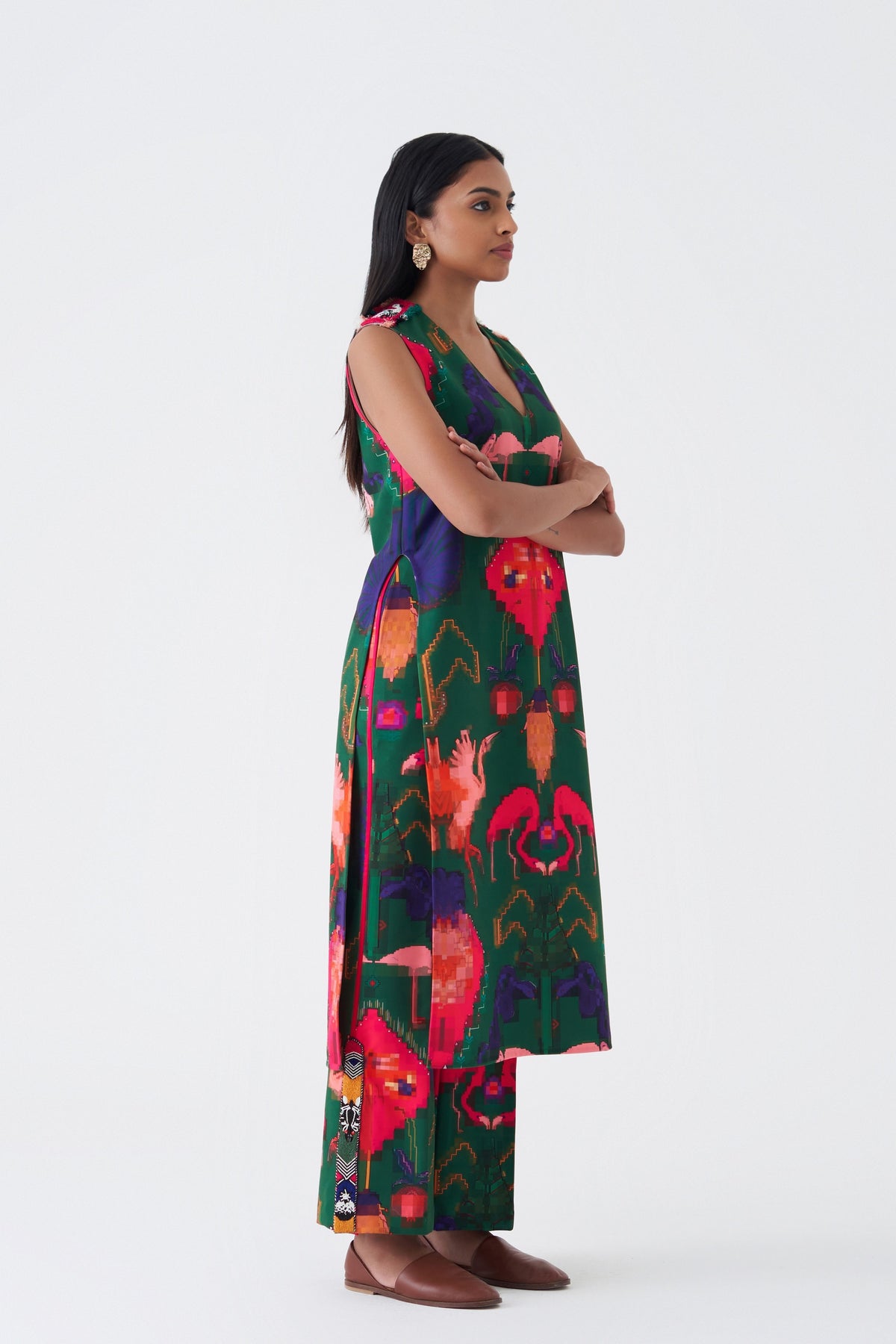 Crepe Oaxaca Verde Kurta Pant Set