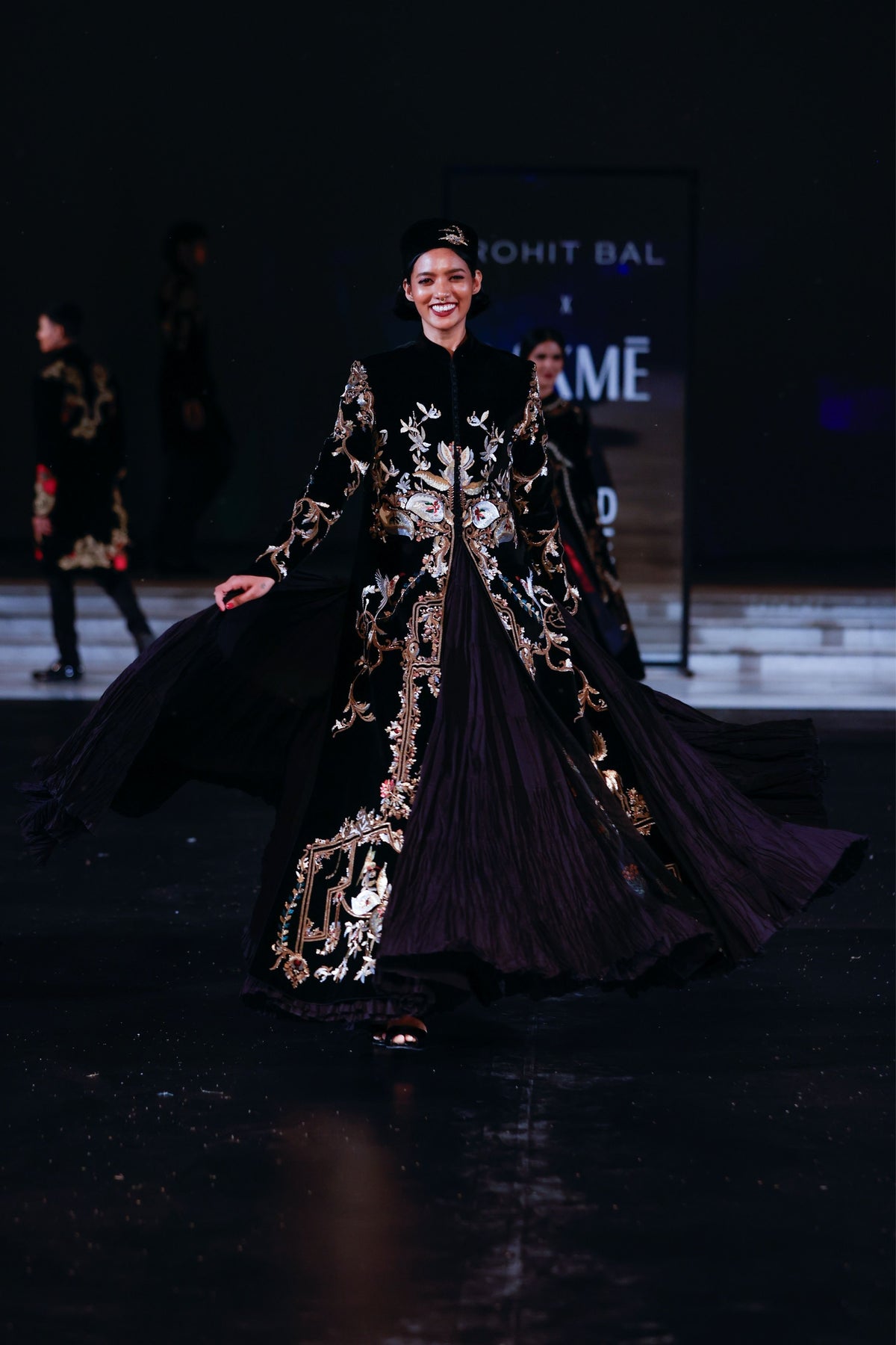 Velvet Long Jacket With Resham Embroidery