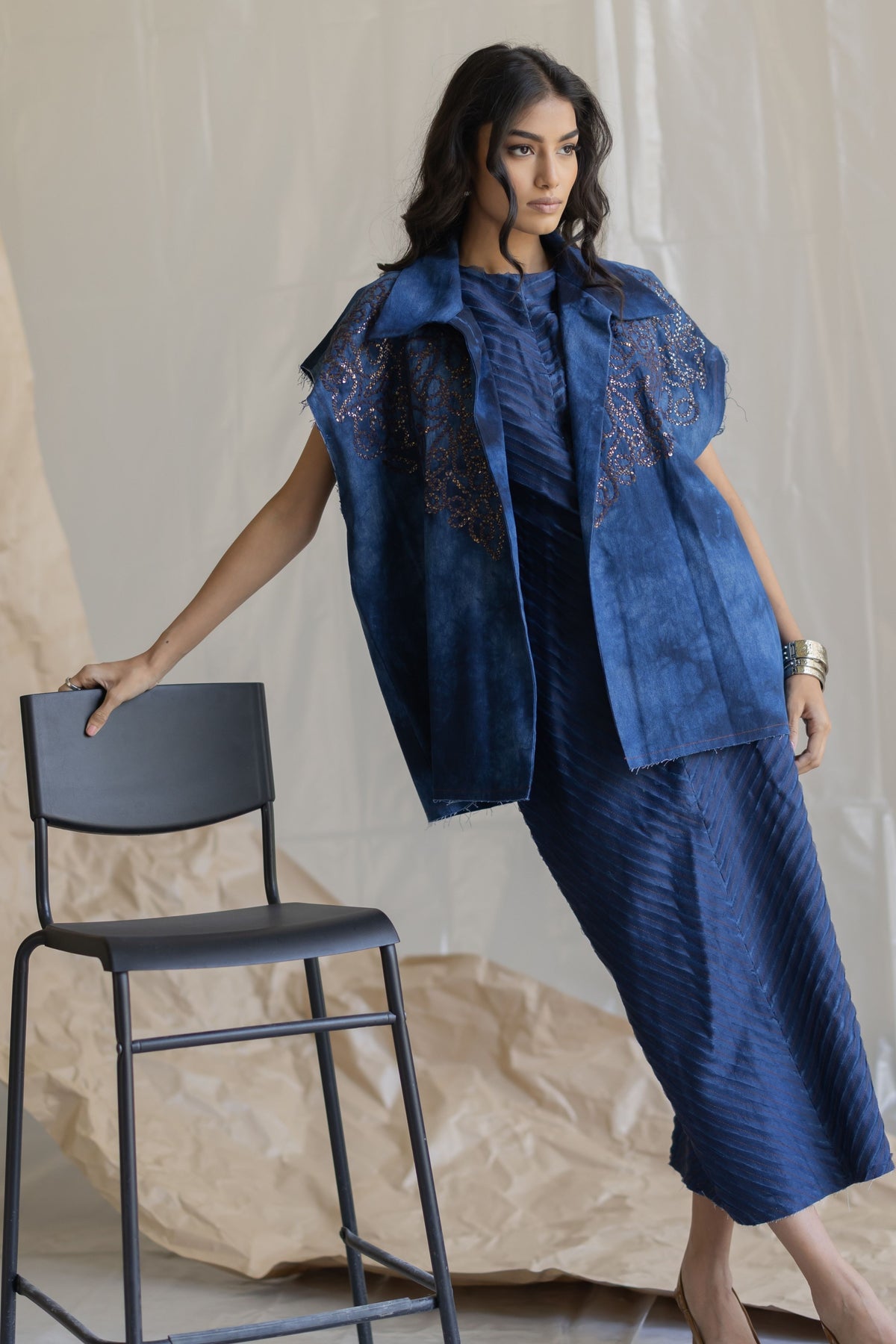 Dark Blue Fringe Dress