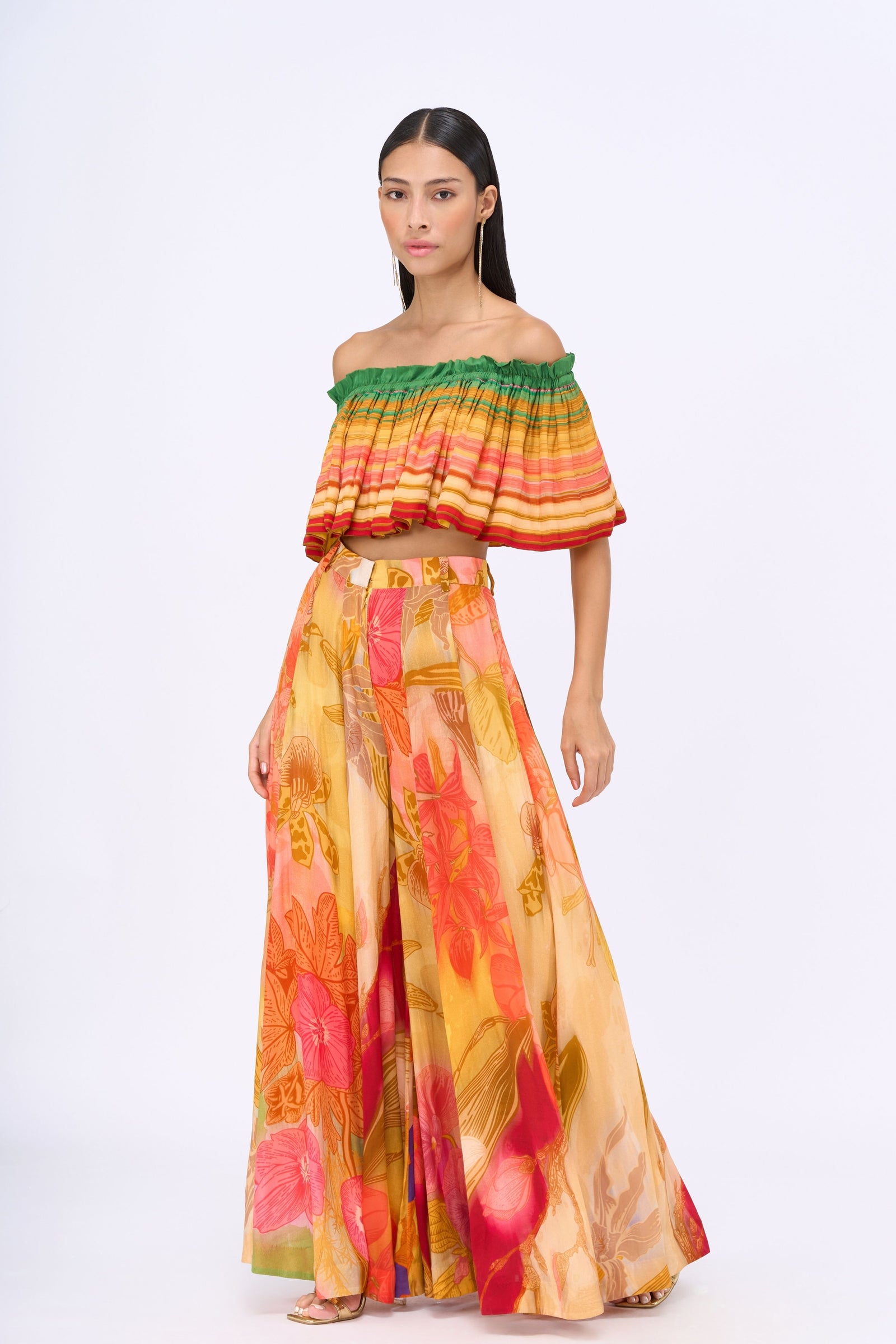 siddhartha bansal off-the-shoulder dress Siddhartha Bansal Aqua Geometric Print Off-Shoulder Dress