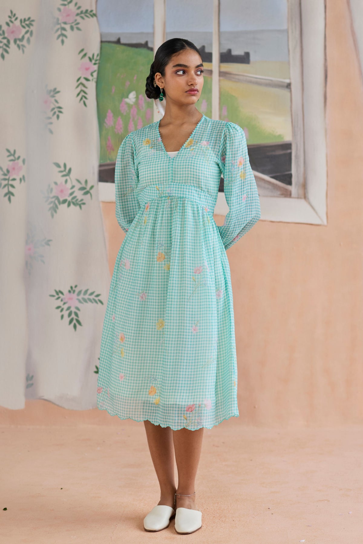 Gentle Pause Midi Dress Chanderi