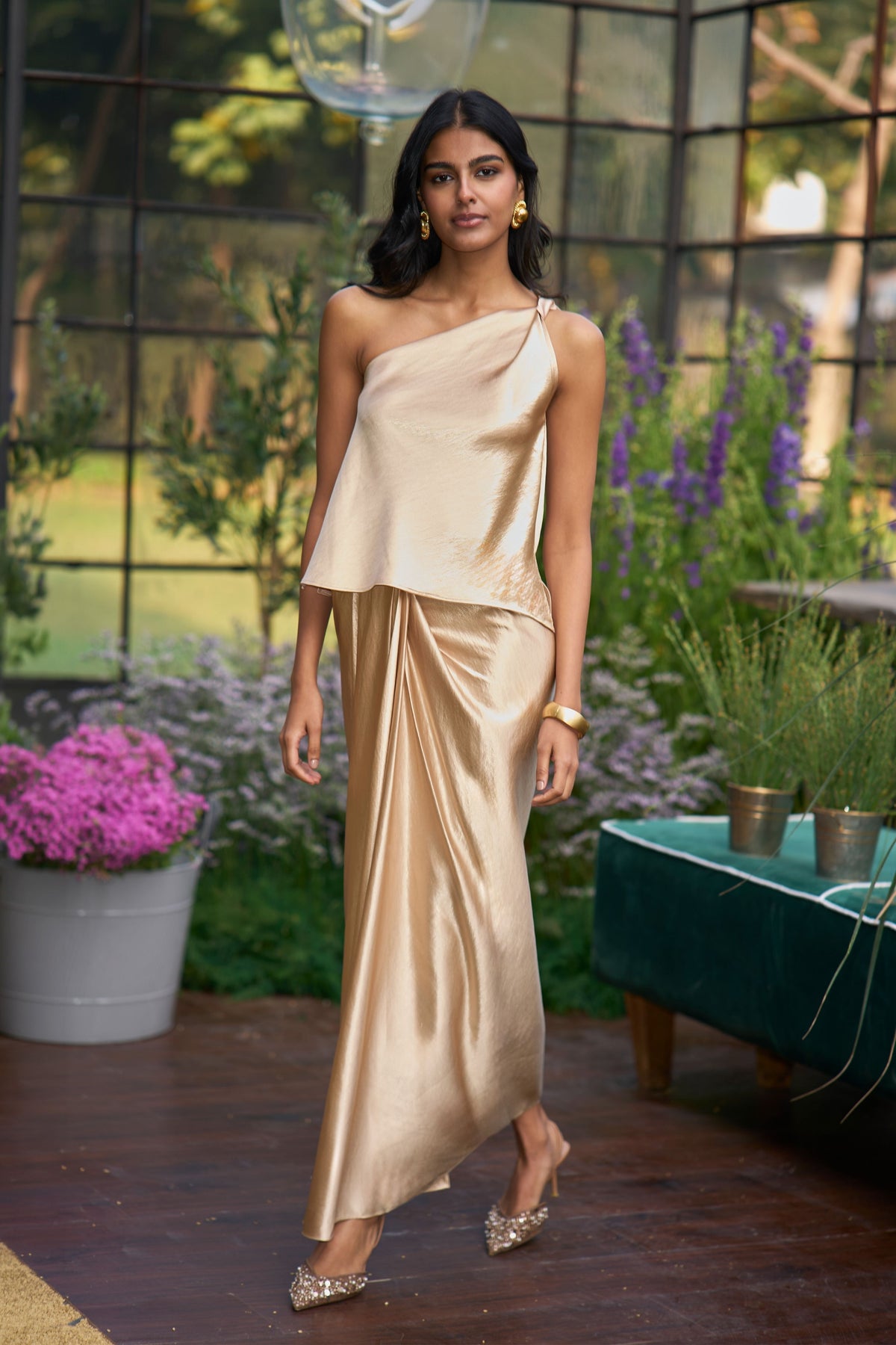 Satin Draped Skirt