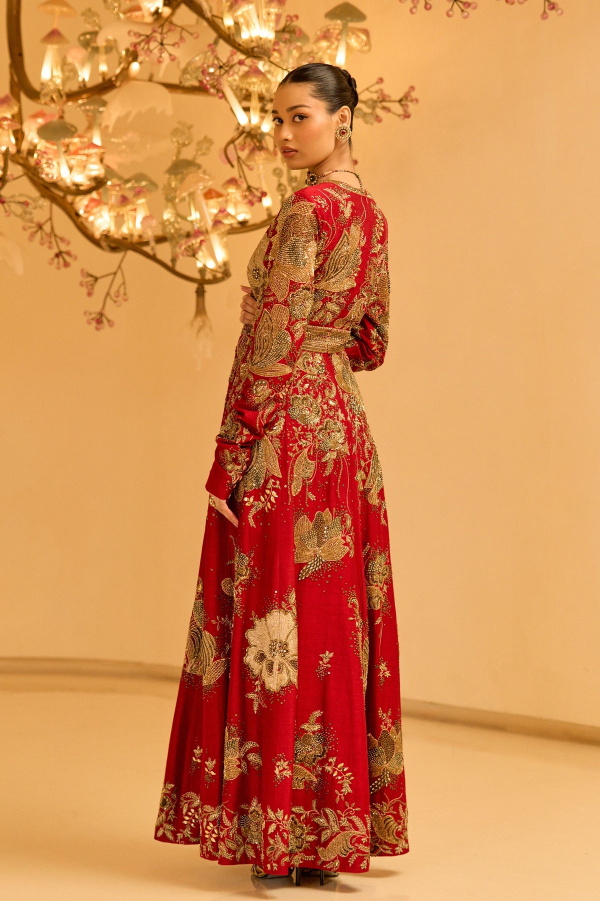 Zardozi Red Anarkali Set