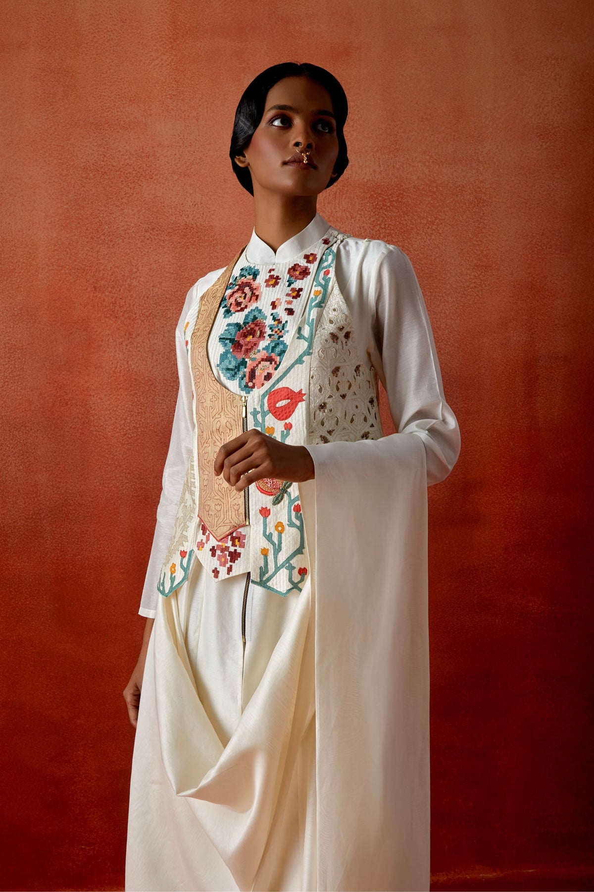 Ivory Angrakha Jacket Set