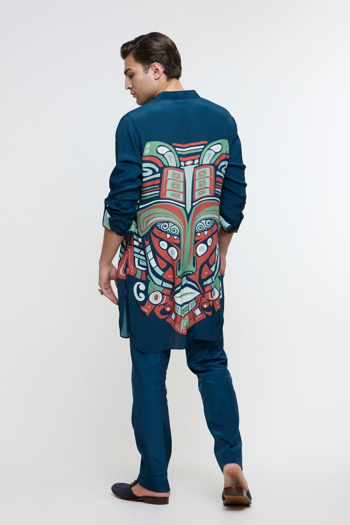 Midnight Blue Rolled Up Kurta